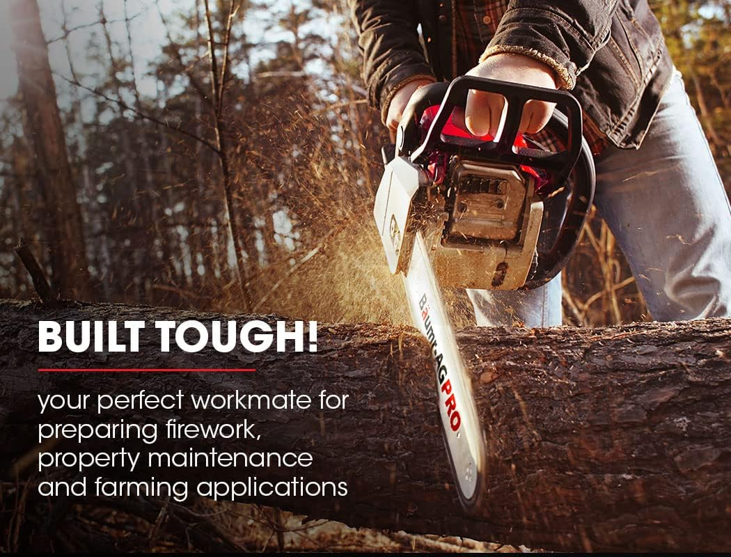 Baumr-Ag 45Cc Petrol Chainsaw, 18 Inch Bar Commercial E-Start Bar Chain Saw Tree Pruning, Pro-Series SX45 image number 1