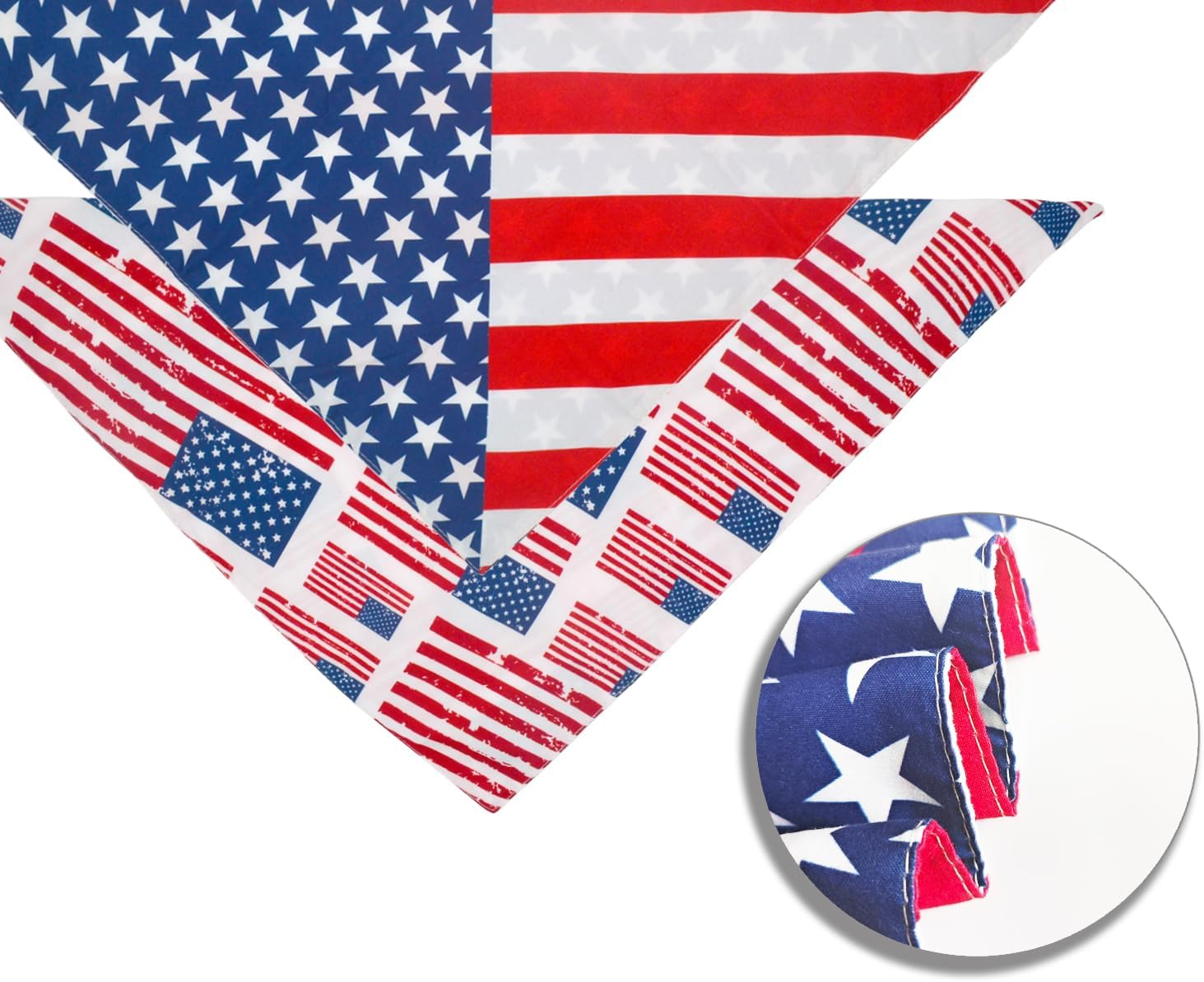 2PCS Dual-Layer Design Patriotic Dog Bandanas Outfit,Large Summer Triangle Reversible Memorial Day Independence Day American Flag 4Th of July Scarf for Big Boy and Girl Dogs Red White Blue image number 4