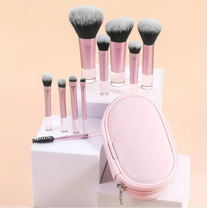 Travel Makeup Brush Set, 10 Pieces Travel Makeup Brush Set Makeup Brushes with Pouch,Mini Portable Makeup Brushes with Pouch for Women and Girls image number 6
