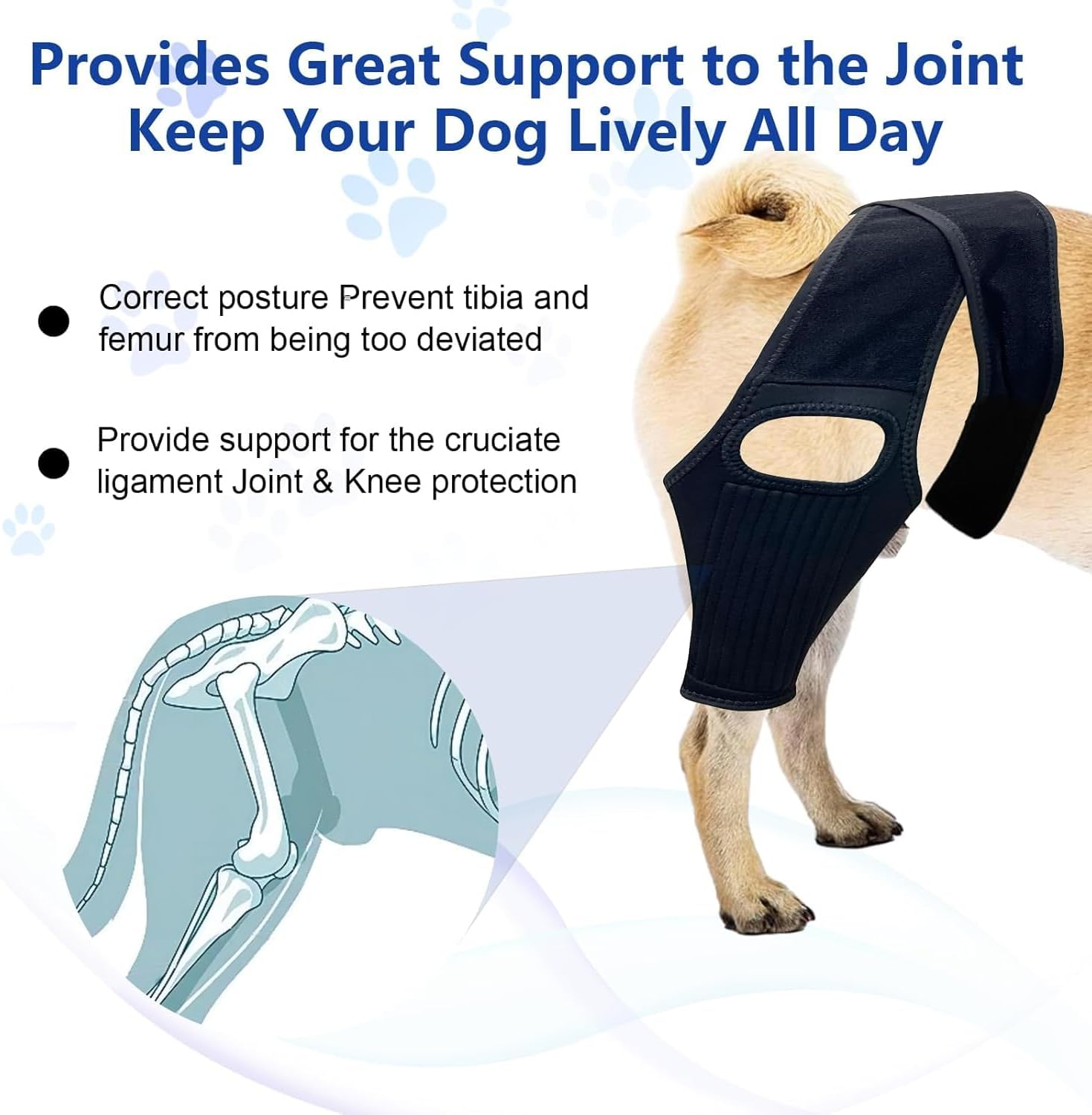 Dog Knee Brace with Side Stabilizers for Dog ACL, Adjustable Canine Shoulder Leg Hip Wraps for Arthritis & Torn CCL, Wound Care & Loss of Stability from Arthritis (M, Black) image number 3