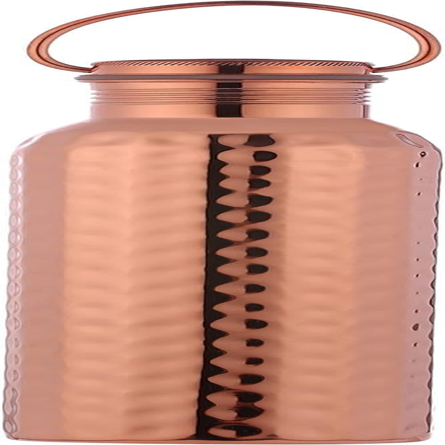 Healthgoodsau - Pure Copper Hammered Water Bottle with Carrying Handle 1000 ML | Joint-Free Leakproof Water Bottle for Ayurvedic Benefits image number 4