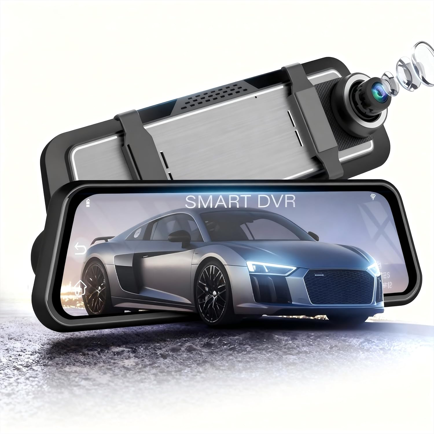 Velomira M01 4K Mirror Dash Cam Backup Camera, 5.8Ghz Wifi Smart Rearview Mirror for Cars & Trucks, Front and Rear View Dual Cameras, Night Vision, Parking Assistance, Included 64GB Card image number 4