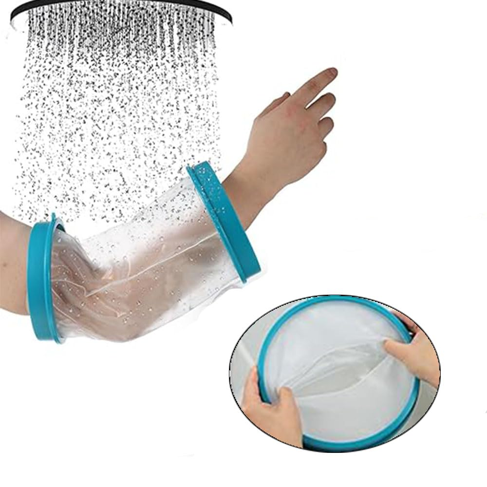 Arm Cast Bandage Protector Waterproof Sealed Cover for Adult Bath Shower, Keep Wounds & Burns Dry, Hands Elbow Reusable Blue Soft Comfortable (Adult Elbow)