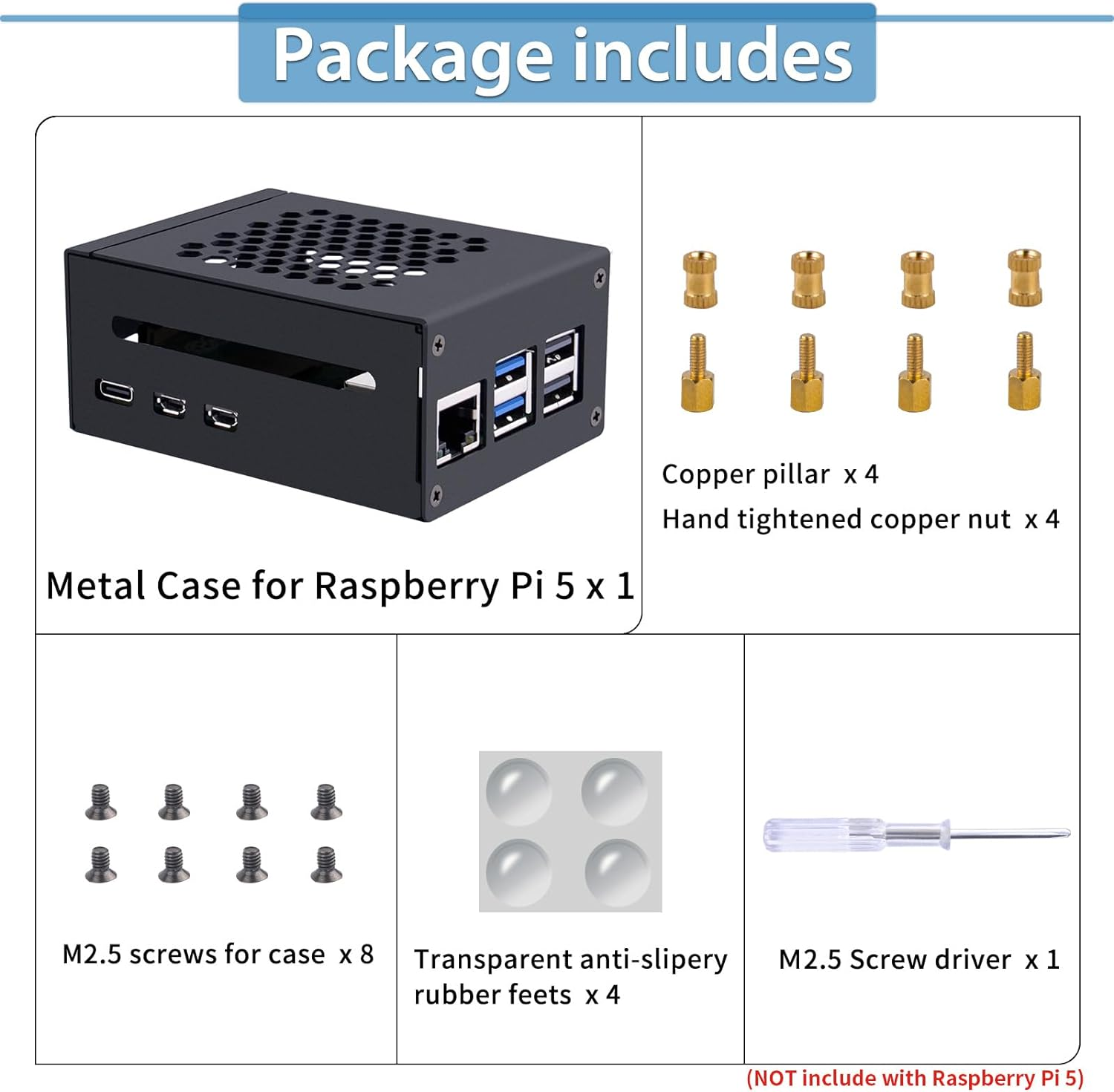 Geeekpi Metal Case for Raspberry Pi 5, Support X1000/X1001/N04/N05 Pcie Peripheral Board image number 1