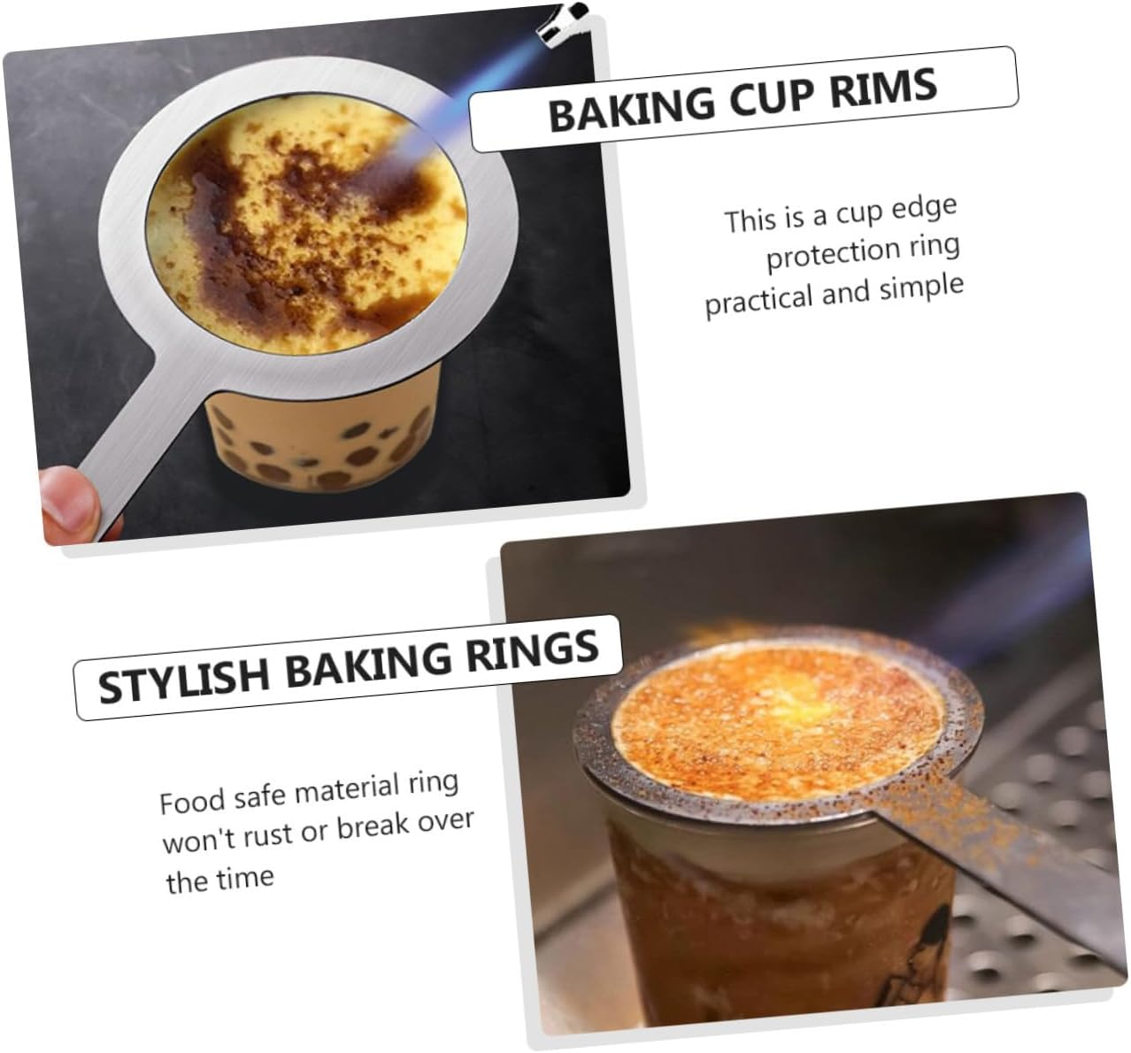 Garneck Stainless Steel Baking Cup Ring Rust-Proof Cup Rim Covers for Heatproof Protection Anti-Scald Design Milk Tea Shop Supply for Coffee Tea Cafes Kitchen Use 4Pcs image number 3
