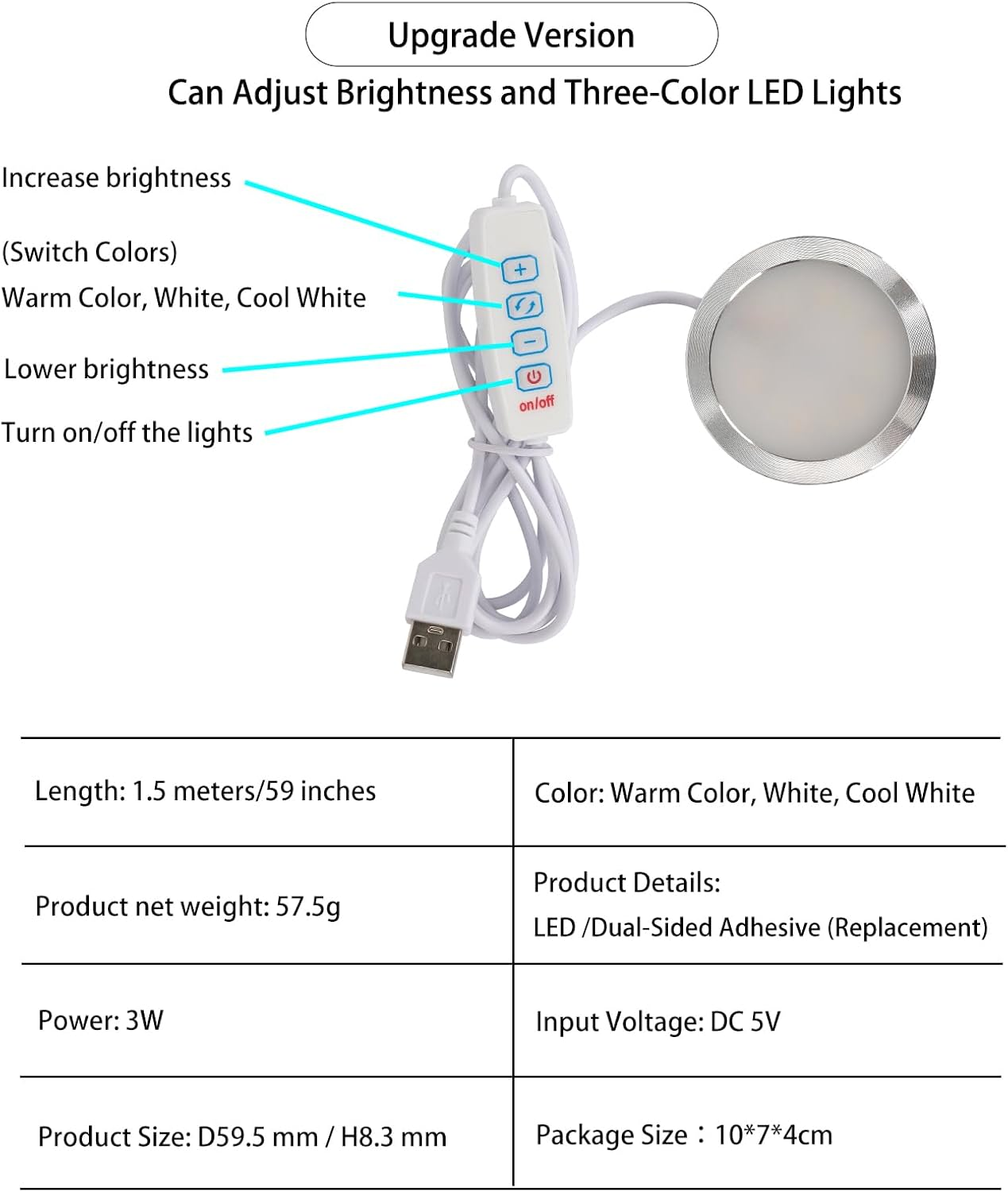 LED Lamp Kit 001 Three Colors for Bambu Lab H2D/X1/P1P/A1 Mini Makerworld for Anycubic Makeronline 3D Printer Light DIY Hardware Model Spare Parts 5V USB Powered, 3000K Warm Light image number 2