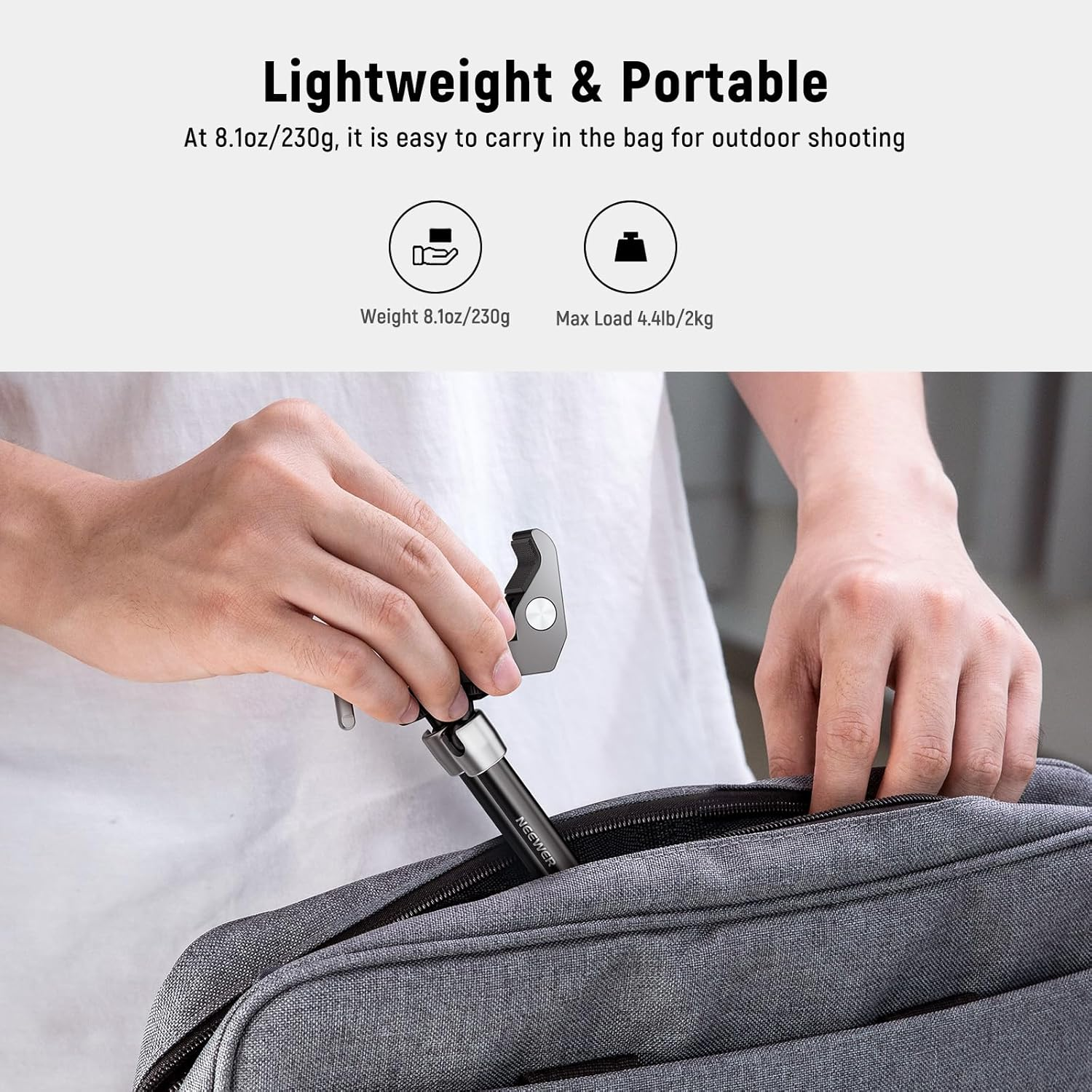 NEEWER 9.8"/25Cm Magic Arm with Super Clamp & Cleaning Cloth, 1/4" & 3/8" Threads for Flash/Led Light/Microphone/Dslr Camera Monitor Compatible with Smallrig Camera Cage, Max Load: 4.4Lb/2Kg, ST25C image number 4