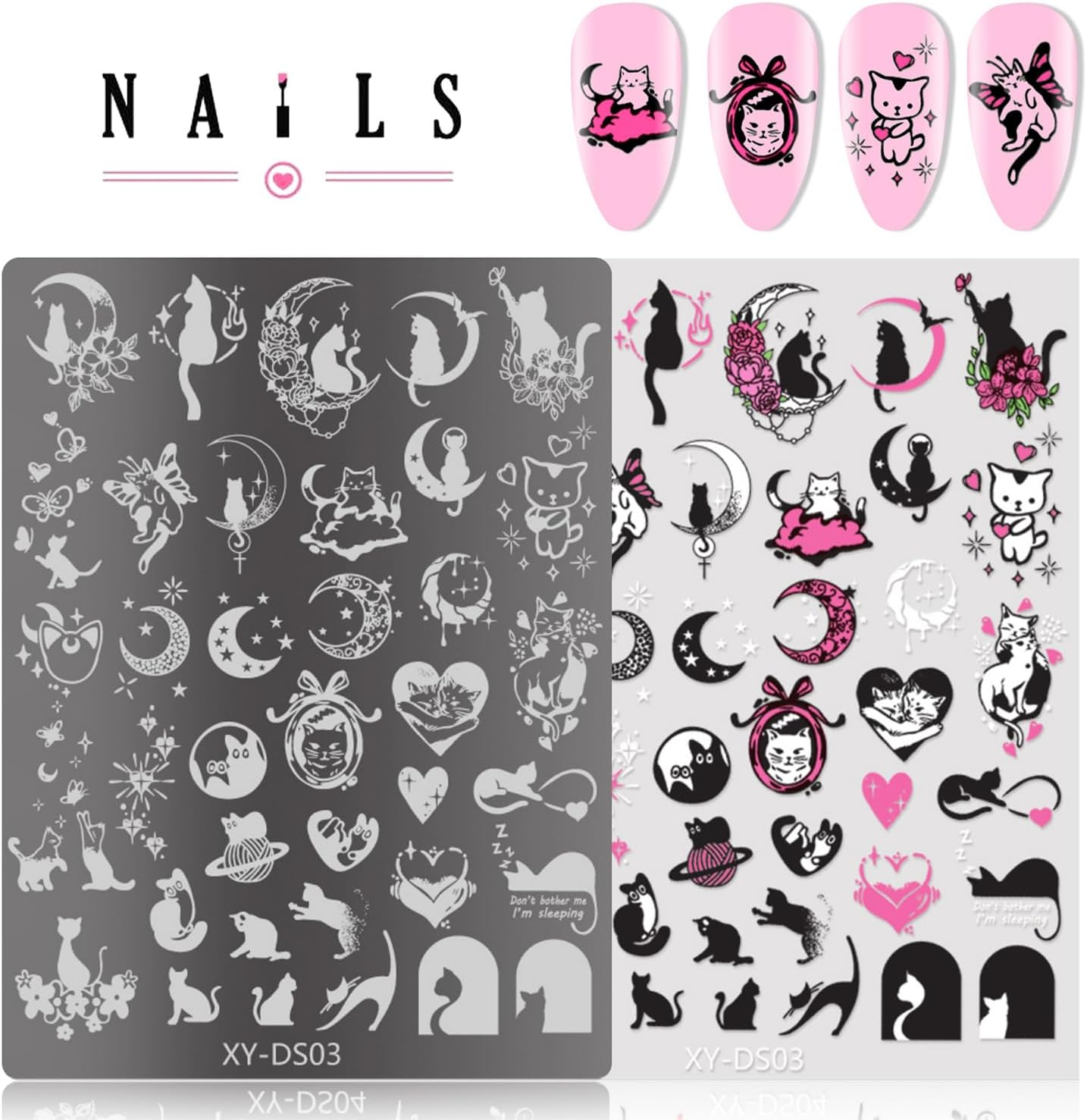 4Pcs Gothic Cute Nail Stamping Plate Set - Dark Kawaii Nail Art Templates, Stainless Steel Spooky Sweet Nail Stamp Plates with Skull & Lace Patterns for DIY Manicure Printing Tools image number 3