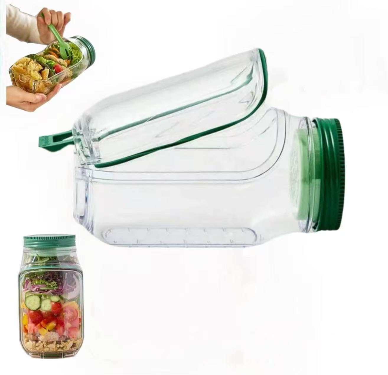 1Pcs Salad Jar, Salad Mason Jars with Side Open, Portable Salad Container, Leakproof Snack Box with Lid, Separate Sauce Box for Meal Prep Home Outdoor Travel (1Pc) image number 4