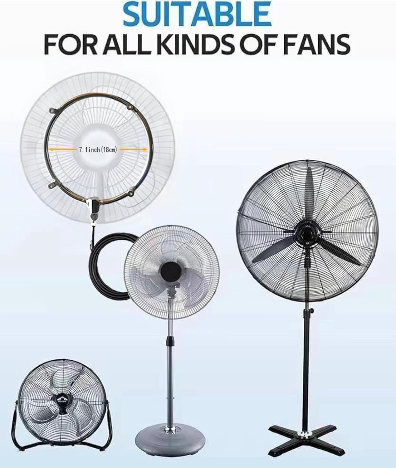 Stainless Steel Outdoor Misting Fan Kit for a Cool Patio Party Garden Breeze.Water Mister Spray for Cooling Outdoor,Detachable Brass Misting Nozzle,26Ft Misting Line + Fit to Any Outdoor Fan image number 2
