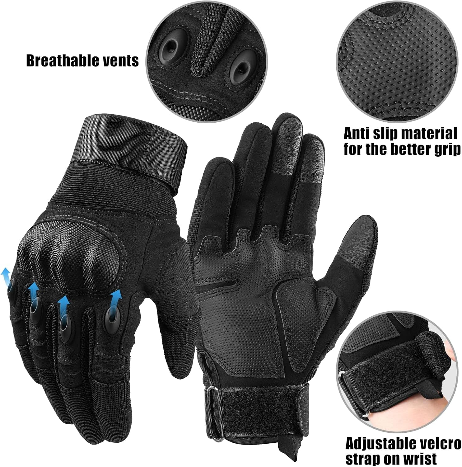 LOKZEER Motorcycle Gloves for Men Women: Touchscreen Gloves for Texting, Cycling Gloves with Non-Slip Palm Breathable Holes for Motorbike, ATV, MTB, Motocross image number 2