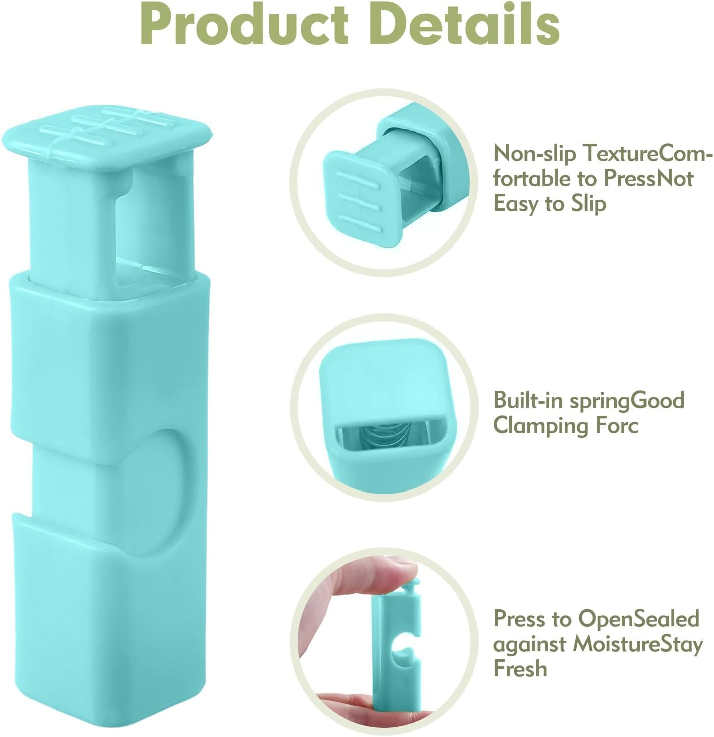 Squeeze Bread Bag Clips, Food Bag Cinch Clips, Easy Squeeze Lock, Set of 12