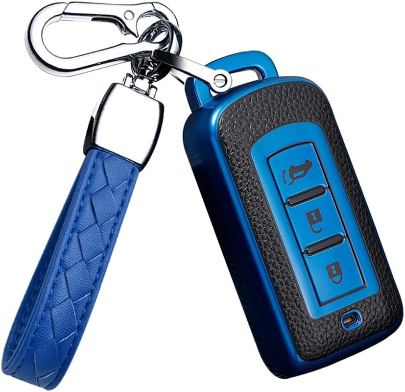HIBEYO TPU Car Key Fob Cover with Keychain Fits for Mitsubishi