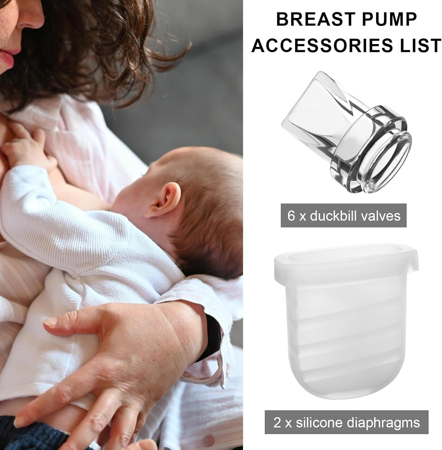 Breastfeeding Milk Pump, Wearable Silicone Breast Milk Pumper Include 6Pcs Duckbill Valve & 2Pcs Silicone Diaphragm Portable Soft Lactation Pump for NCVI Zooawa Nuliie S32 image number 5