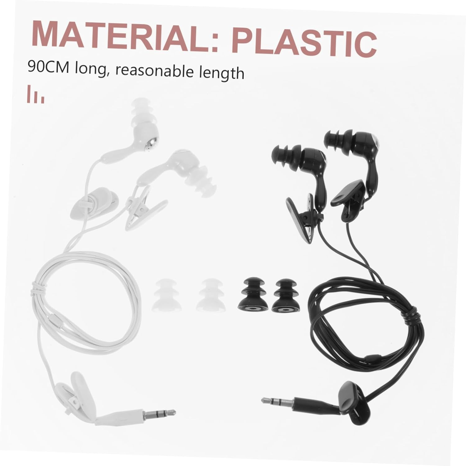 POPETPOP Waterproof Swimming Earphones 2Pcs In-Ear Ear Protection Plugs 3.5Mm Ear Hook Design for Adults Surfing Bathing Underwater Use