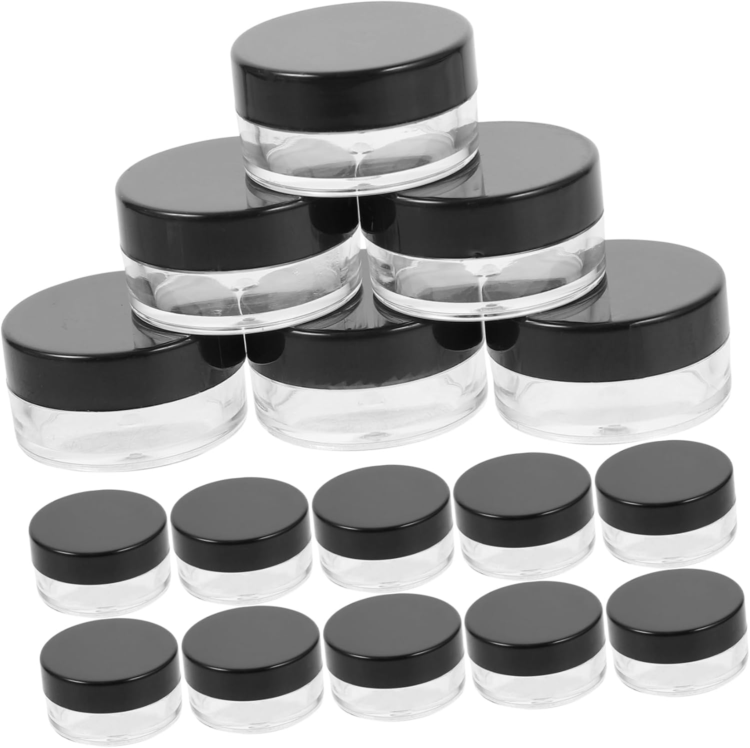 Baluue 20 Pieces Sample Containers with Lids, Clear Plastic Cosmetic Containers Refillable Sample Jars Portable for Creams Lotion Liquid Storage, 5 Gram