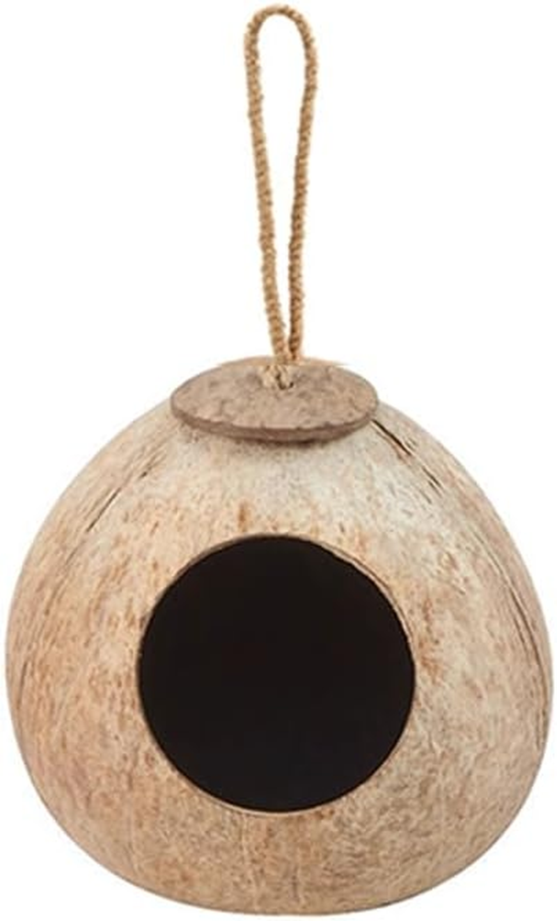 AIMALL Natural Coconut Shell Bird Nest, Spacious and Secure Habitat for Parrots and Parakeets, Easy to Install, Ideal for Nesting and Play, Natural Finish image number 5