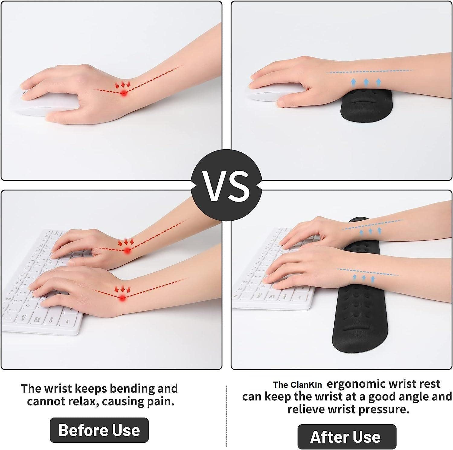 Keyboard Wrist Rest, Black Memory Foam Mouse Wrist Rest, Ergonomic Keyboard Wrist Rest Support Pad Easy Typing and Pain Relief for Home, Office, Laptop, Desktop Computer, 2 Packs Medium + Small image number 5