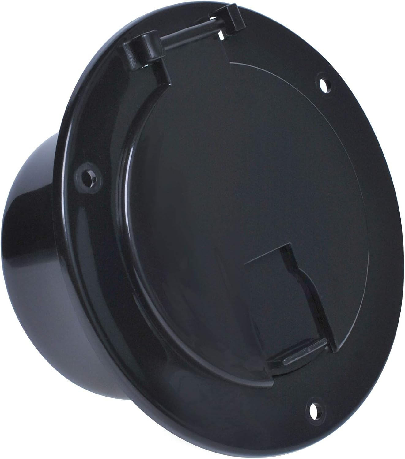 RV Electric Cable Hatch for 30 and 50 Amp Cords Replacement 5 Inch Deluxe round Electrical Cable Hatch Black