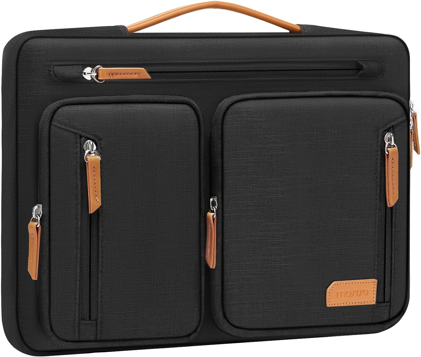 MOSISO 360 Protective Laptop Sleeve Case 15-15.6 Inch, Computer Bag Compatible with Macbook Pro 16, HP, Dell, Lenovo, Asus Notebook, Side Open Carrying Bag with 5 Accessory Pockets&Belt, Gray