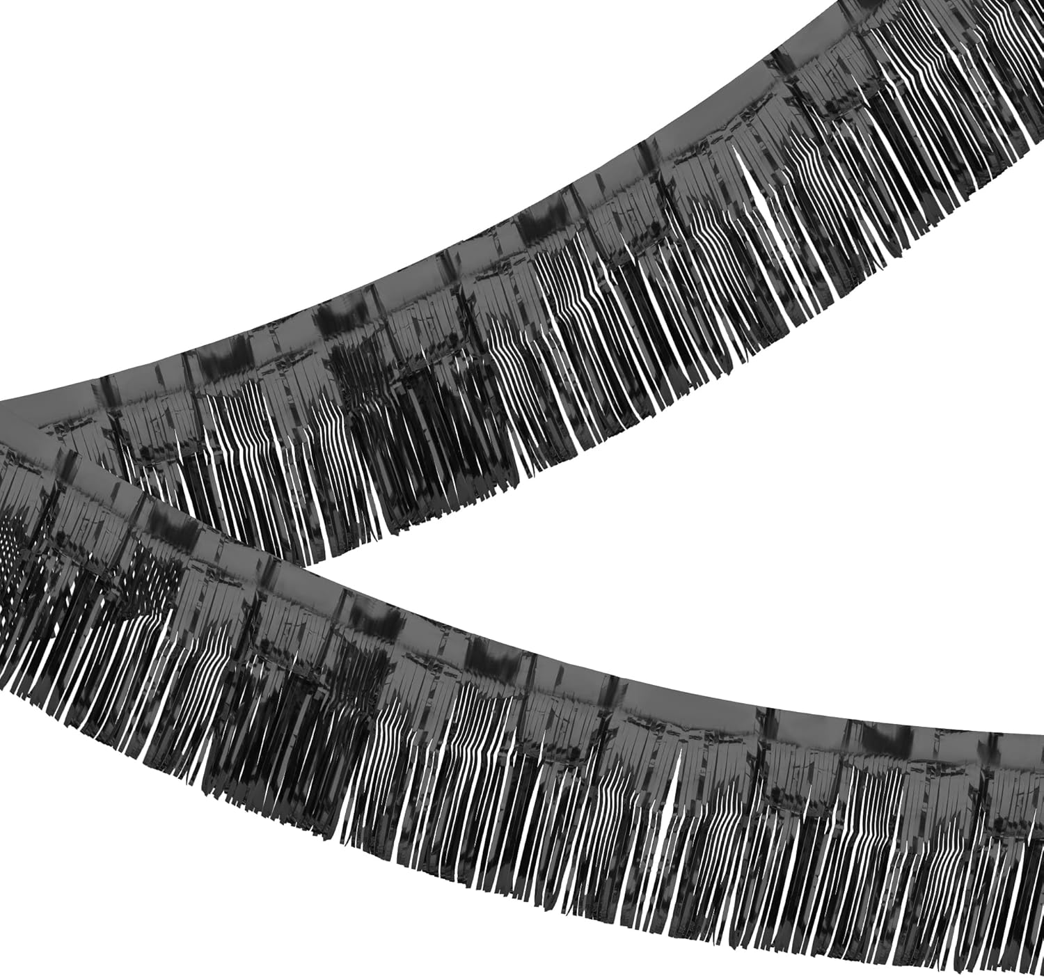 2 Pack Fringe Foil Curtain, Metallic Foil Fringe Garland Shiny Wall Hanging Drapes Tassel Foil Float for Parade Float Trailer, Birthday Holiday Party Decoration (Silver)