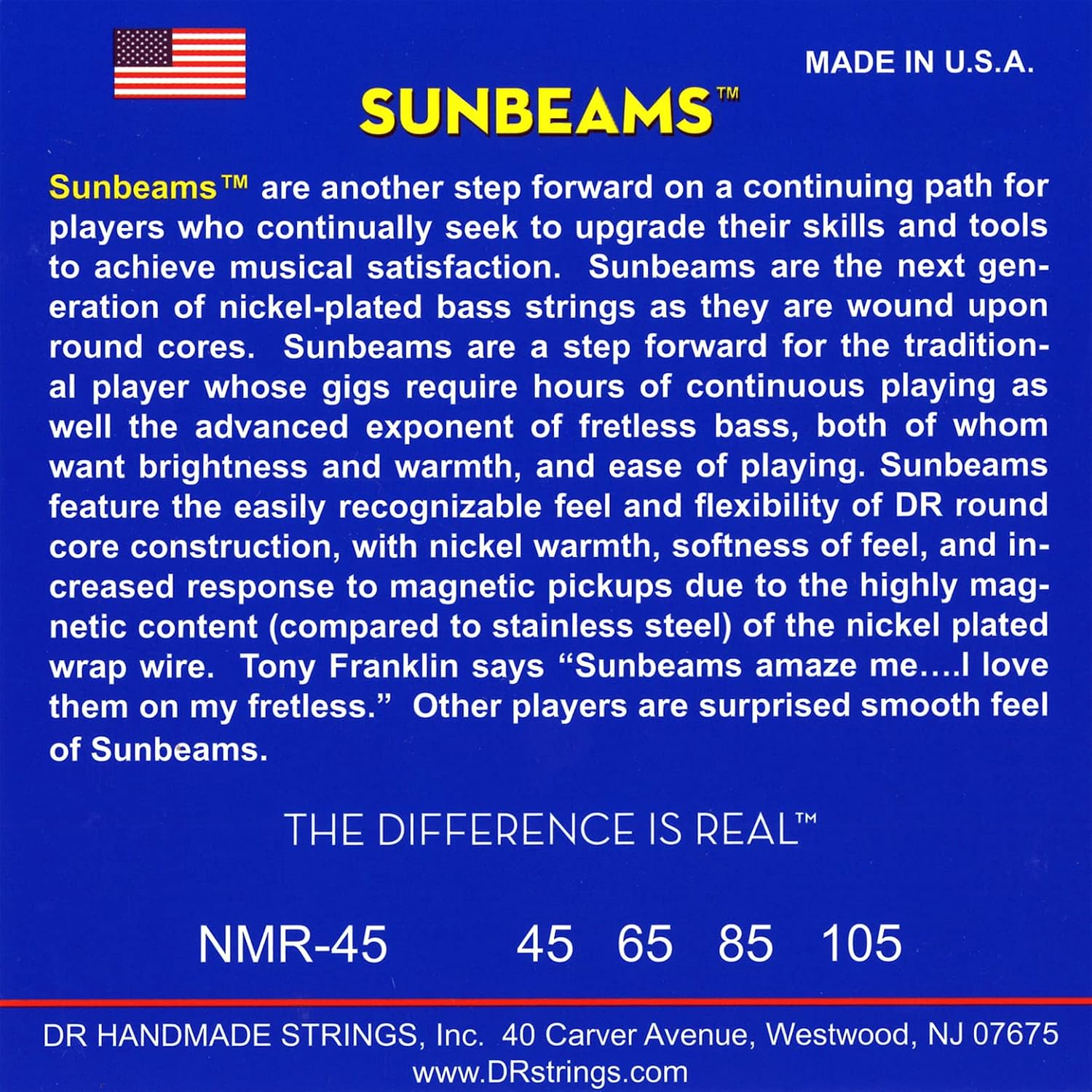 DR Strings Sunbeam - Nickel Plated round Core Bass 45-105 image number 4