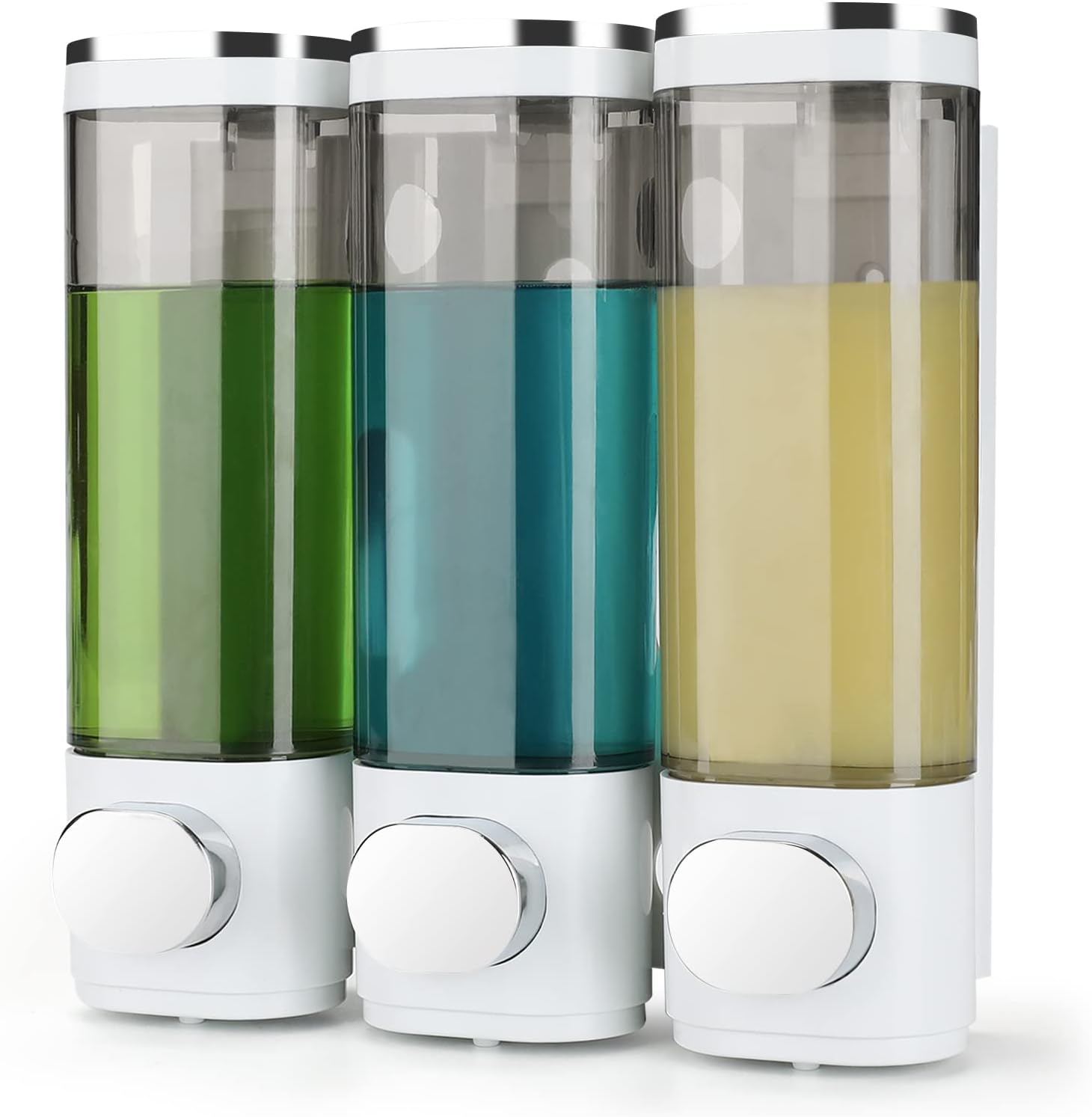 Shampoo Dispensers for Shower Wall Mounted Soap Dispenser 3 Chambers Conditioner Body Wash Dispenser Set Shower Soap Dispenser Wall Mounted by Glue or Screws，Chrome,3 Chambers,Pc image number 3