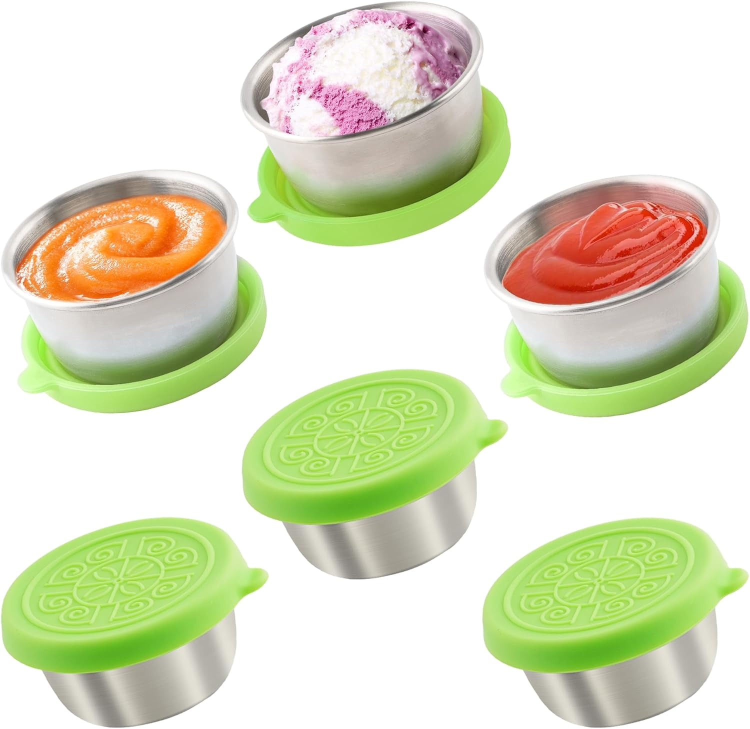 6X1.6 Oz Salad Dressing Containers with Lids, Small Leakproof Reusable Stainless Steel Salad Dressing Container to Go for Lunch Boxes,Sauce Containers, Picnics,Travel Meal Prep and Kitchen Storage. image number 2