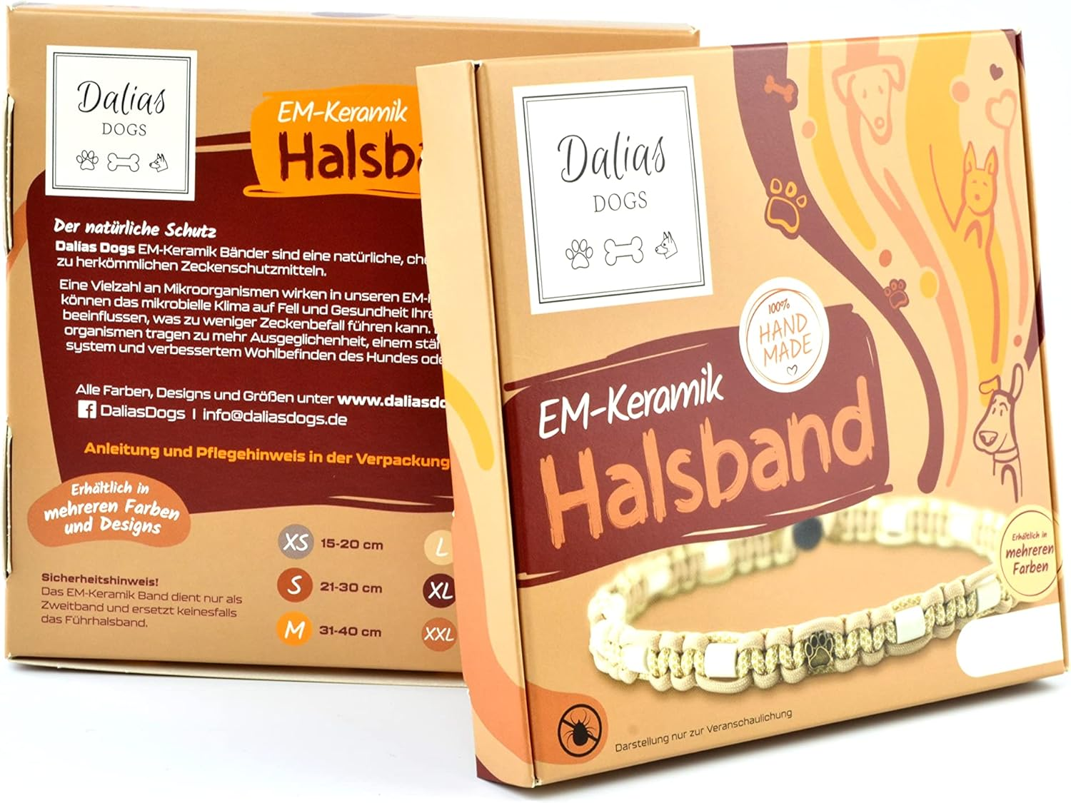 EM Ceramic Collar for Dogs & Cats - Made to Measure EM Band Original US Paracord (41-50 Cm, Black/White) image number 6