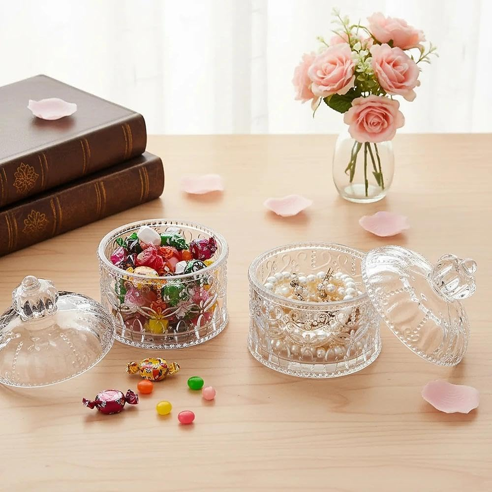 Body Powder Puff and Container Set with 2 Soft Puffs, Large Crystal Glass Powder Jar for Makeup Application and Storage-Ermaoo image number 5