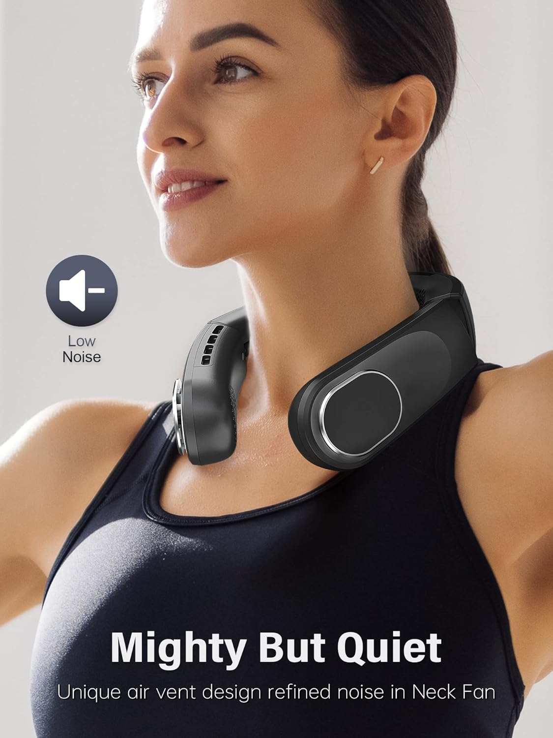 Korbot Modern Black Wearable Neck Fan, 3 Speeds, Foldable, Adjustable Air Vent, Rechargeable USB-C, 5200Mah Battery, Highly Efficient, Low Noise, Ideal for Travel, Kitchen, Indoor Use image number 1