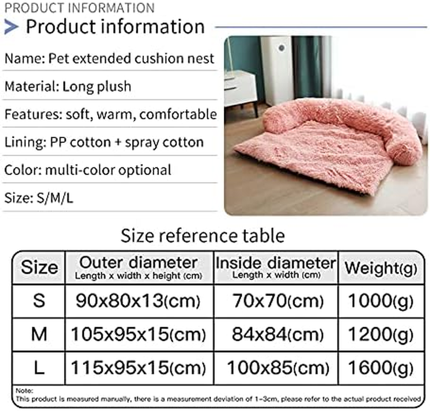 Moonxhome Plush Dog Bed with Foam Neck Pad, Plush Pet Bed and More for Small Dogs and Cats, Universal Pet Furniture Protector, Sofa Bed Cover, Machine Washable, Silver Grey Small