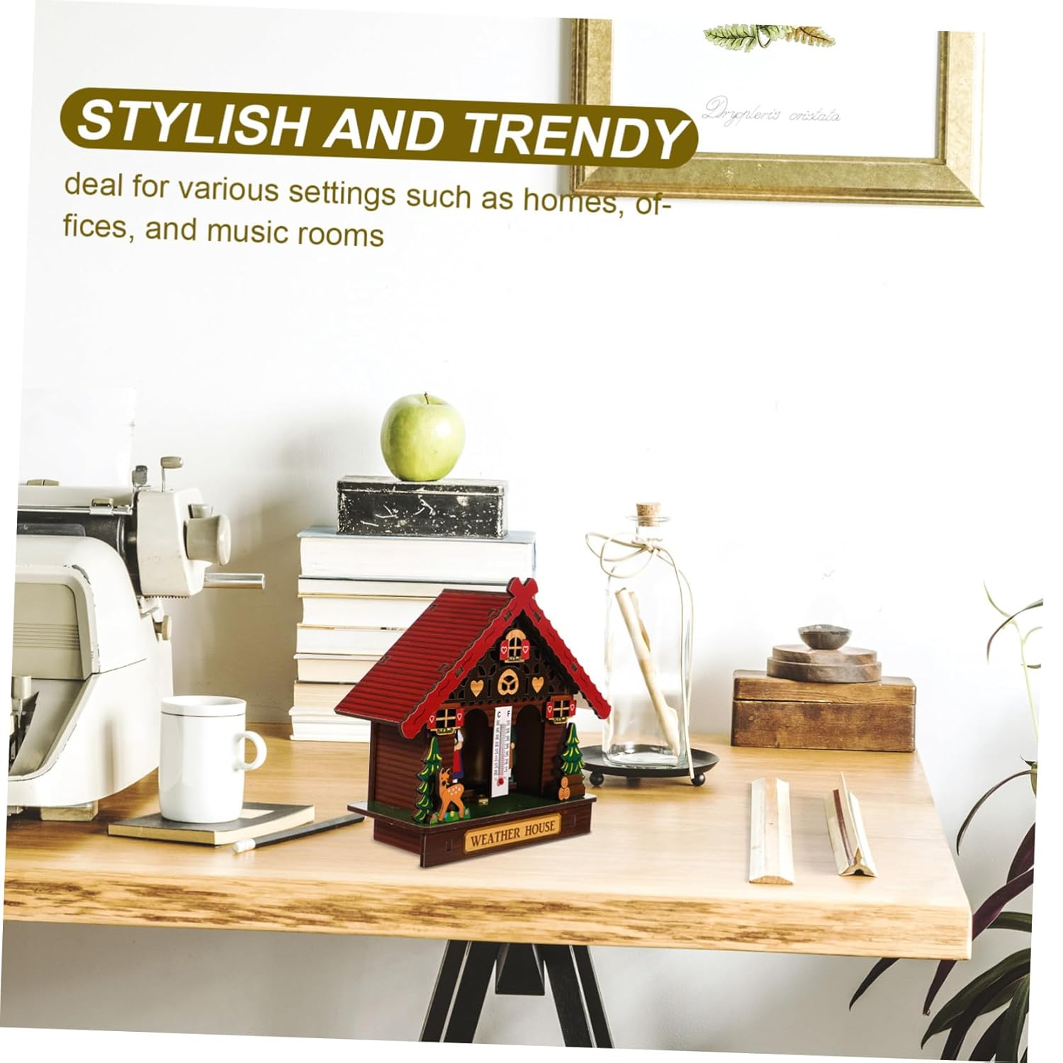 Abaodam Indoor Outdoor Wall Mounted Thermometer Hygrometer Weather Station with Wooden Barometer Accurate Temperature Humidity Gauge for Patio Garden Easy Setup Vertical Hanging image number 1