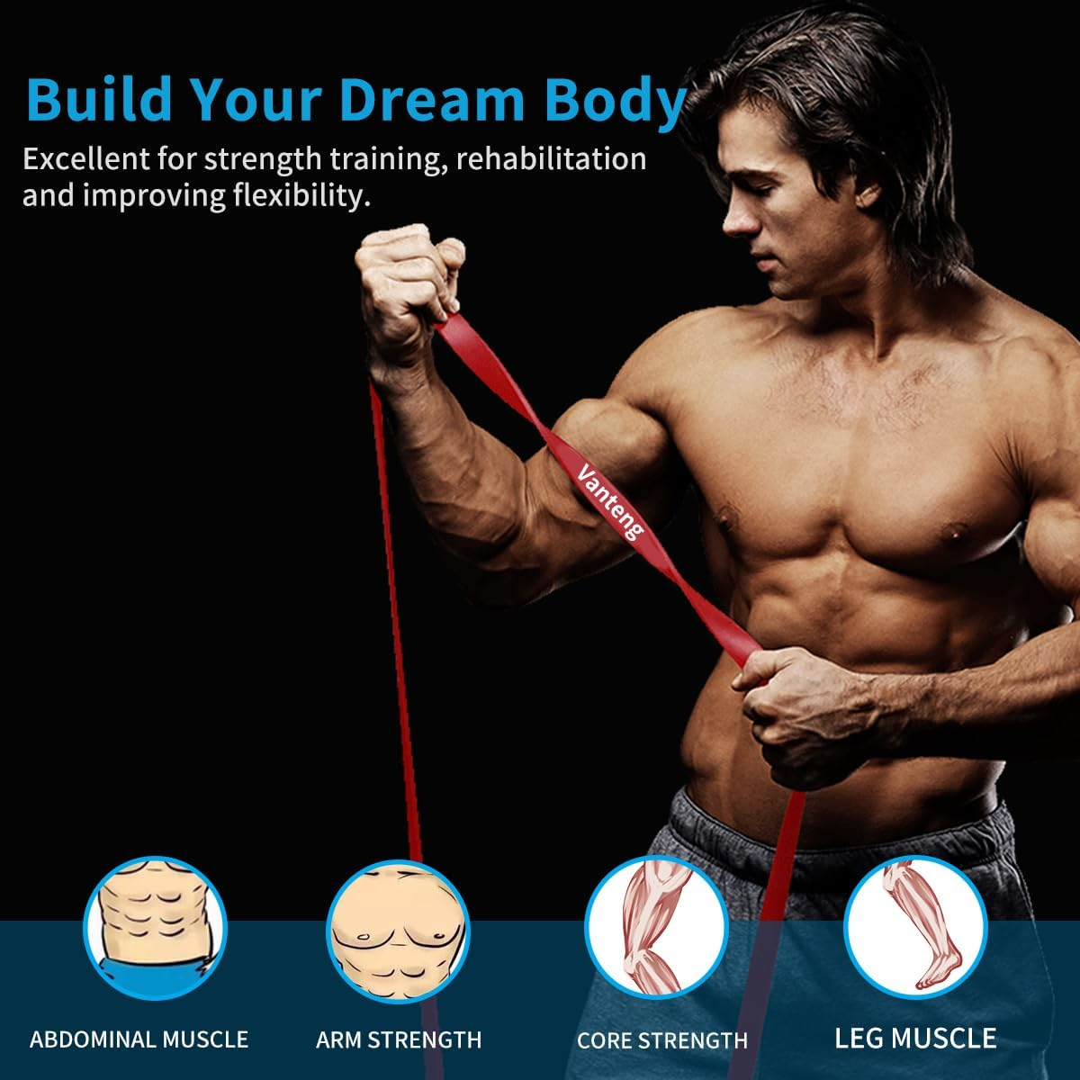 Vanteng Resistance Bands Set, Pull up Assistance Bands Set for Men & Women, Exercise Fitness Bands with Bag for Working Out, Body Stretching, Physical Therapy, Muscle Training image number 3