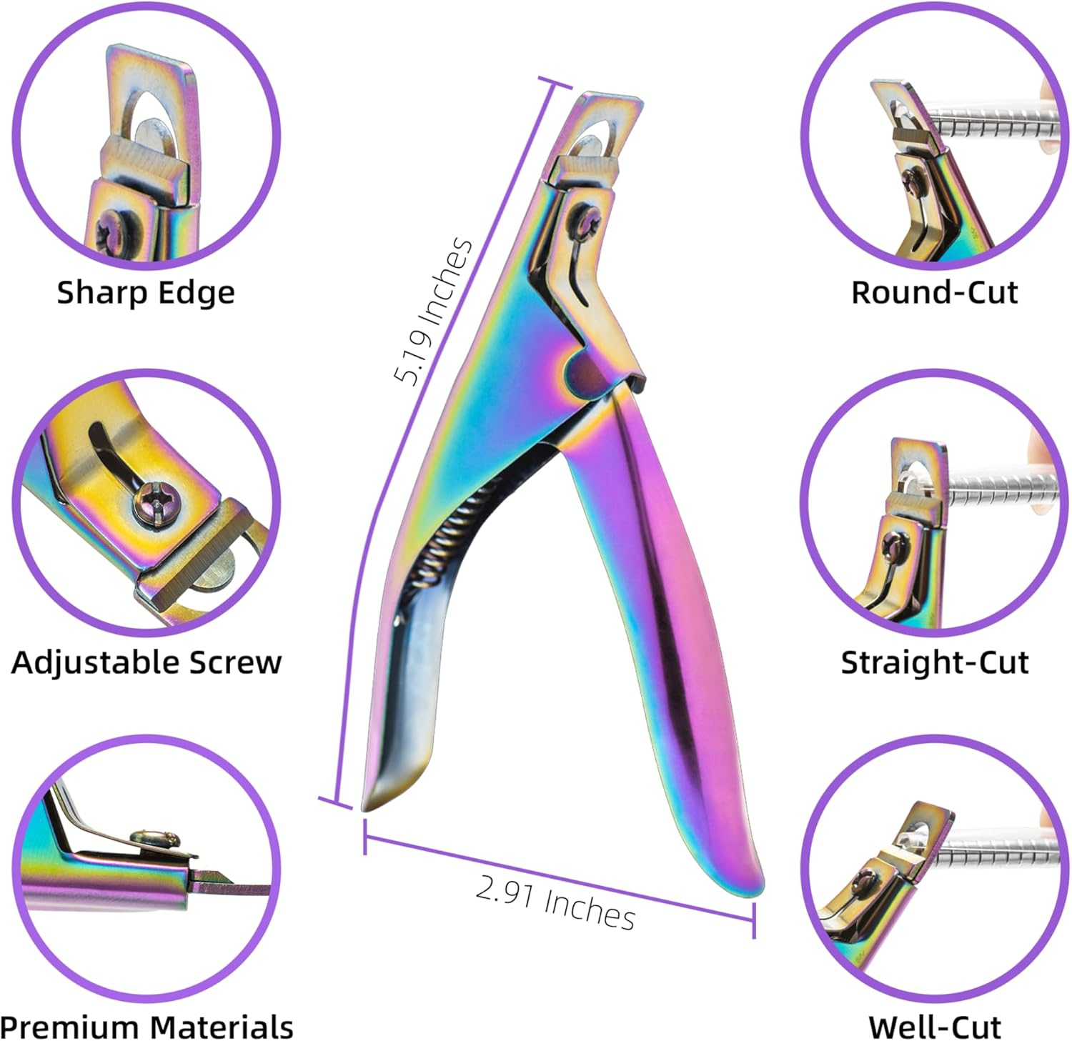 Yaya Acrylic False Nail Clipper with Magnets, Nail Tip Cutter with Length Measurement, 15Pcs Magnets (Rainbow) image number 4