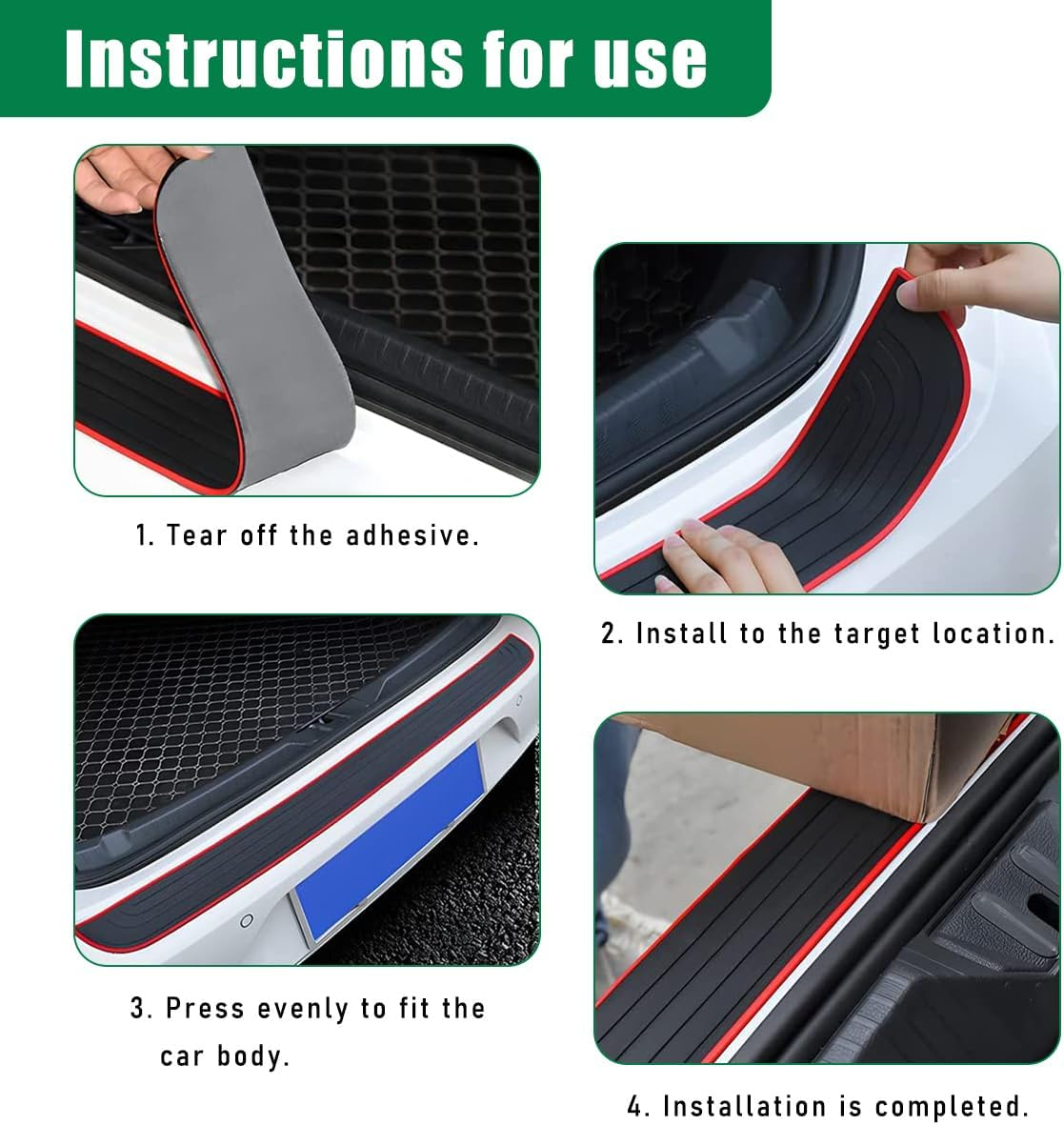 Car Rear Bumper Guard, Anti-Scratch Auto Trunk Door Entry Protector, Non-Slip Bumper Protection Strip for Most Cars, Suvs, Trucks, Universal Exterior Car Accessories (Sport, 35")