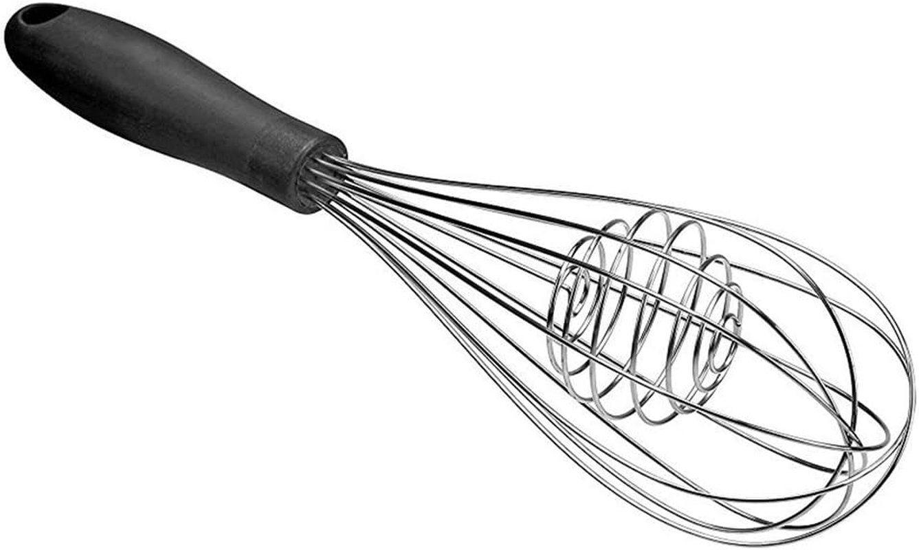 Metal Whisk, Stainless Steel Hand Mixers, with Spring Coil, Manual Egg Whisk with ABS Handle, Double Effect Mix, Practical Kitchen Gadgets,Silver image number 3
