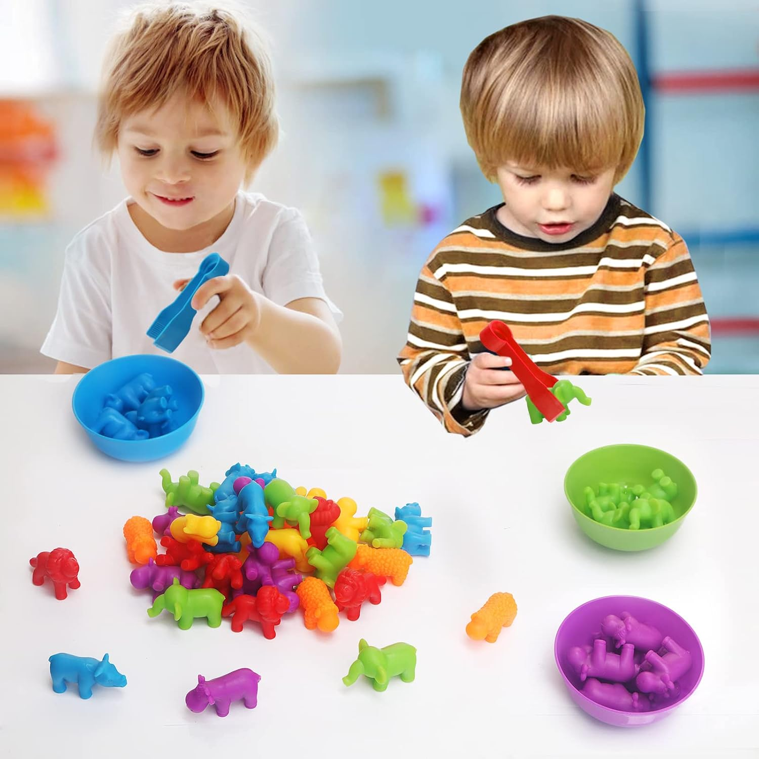 GIGITIGER Counting Animals Matching Game with Sorting Cups, Montessori Sorting & Counting Toys, Preschool Color Learning Toys for 3 4 5 Years Old Girls Boys,Educational Toy for Toddler (36 Animals) image number 2