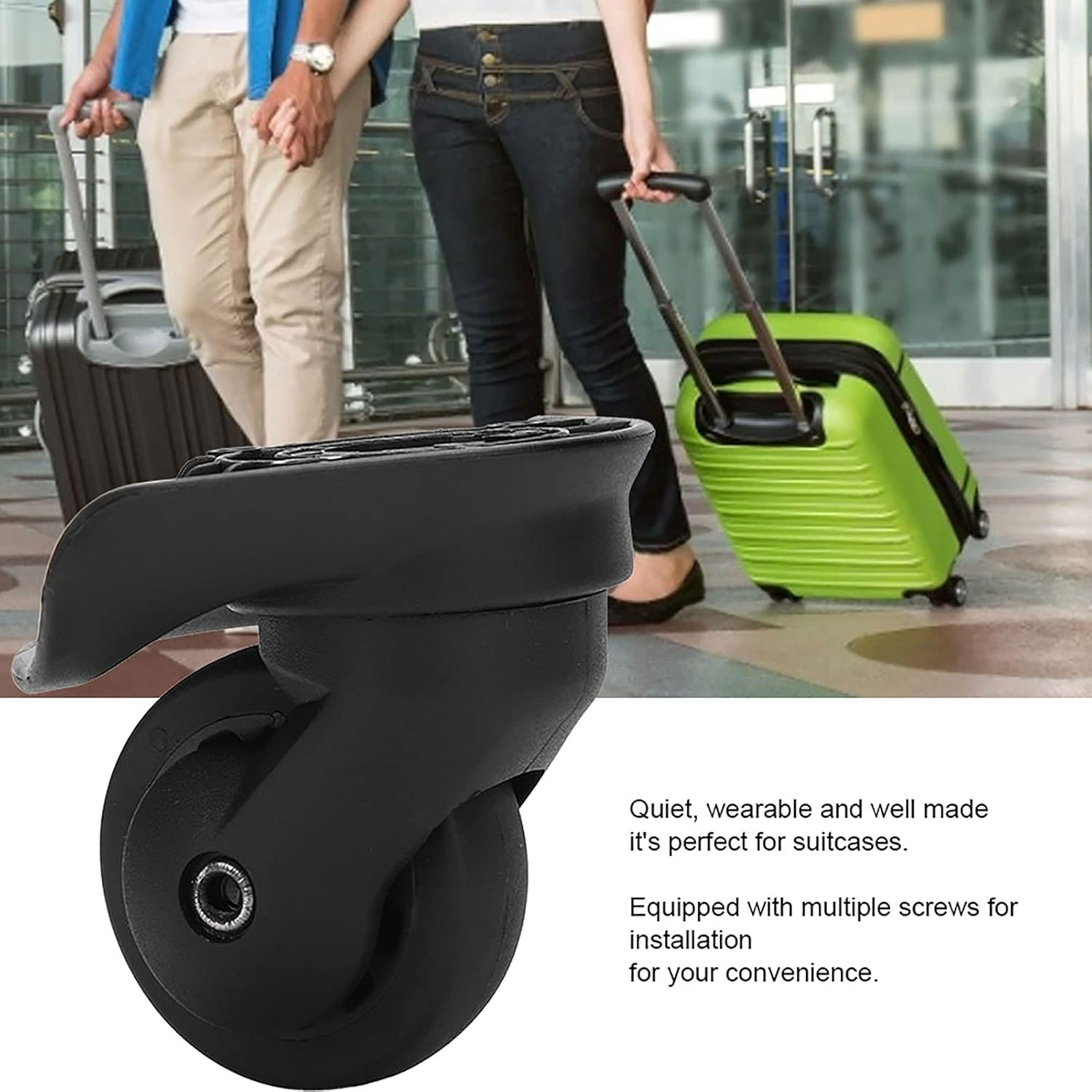 2 Pcs Luggage Suitcase Wheels, Luggage Wheels Replacement,A52 Mute Single Row Wheel Universal Suitcase Luggage Replacement Wheel Casters Outdoor with Multiple Screws image number 6