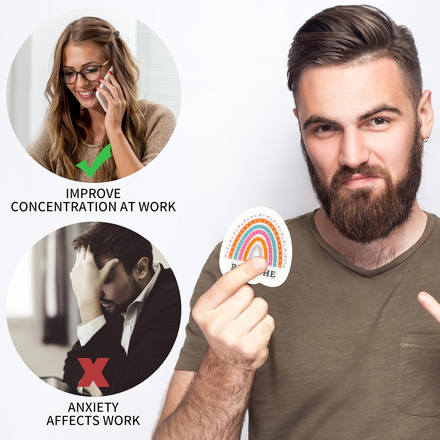 48 Pcs Calm Stickers for Anxiety Sensory Stickers, 6 Styles Textured Stickers Cute Reusable Sensory Stickers with Strong Adhesive Backing Funny Calming Stickers for Adults Kids School Classroom image number 6