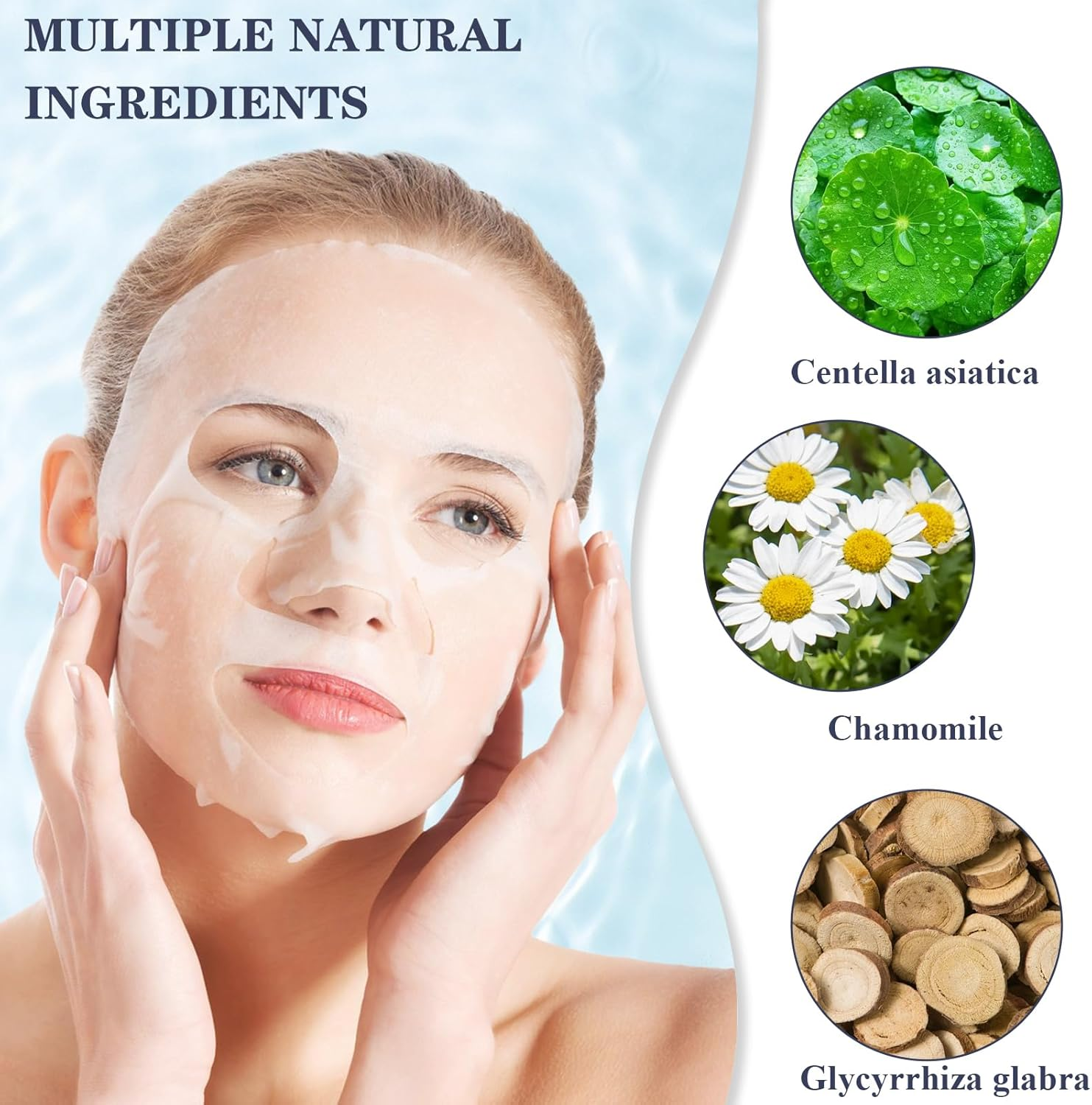 6 Pcs Rice Mask, Premium Face Mask Skincare with Natural Rice Essence for Hydration & Brightening, Ideal for Sensitive Skin, Deep Nourishing, Revitalising Face Mask Skincare Treatment image number 3