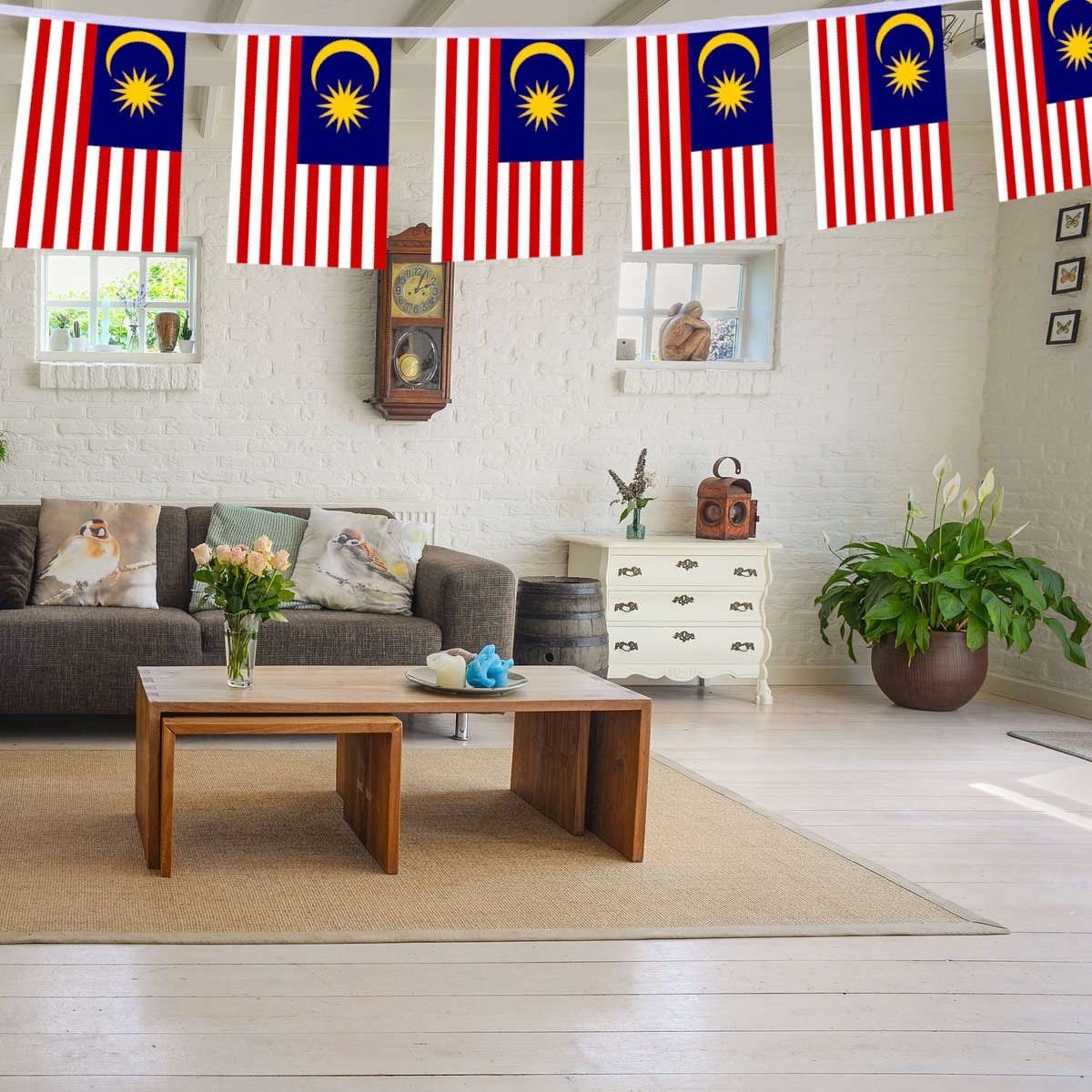 30 PCS Malaysia Flag, 33 FT Malaysian National Bunting,Decorgarden with Brass Gromment image number 3