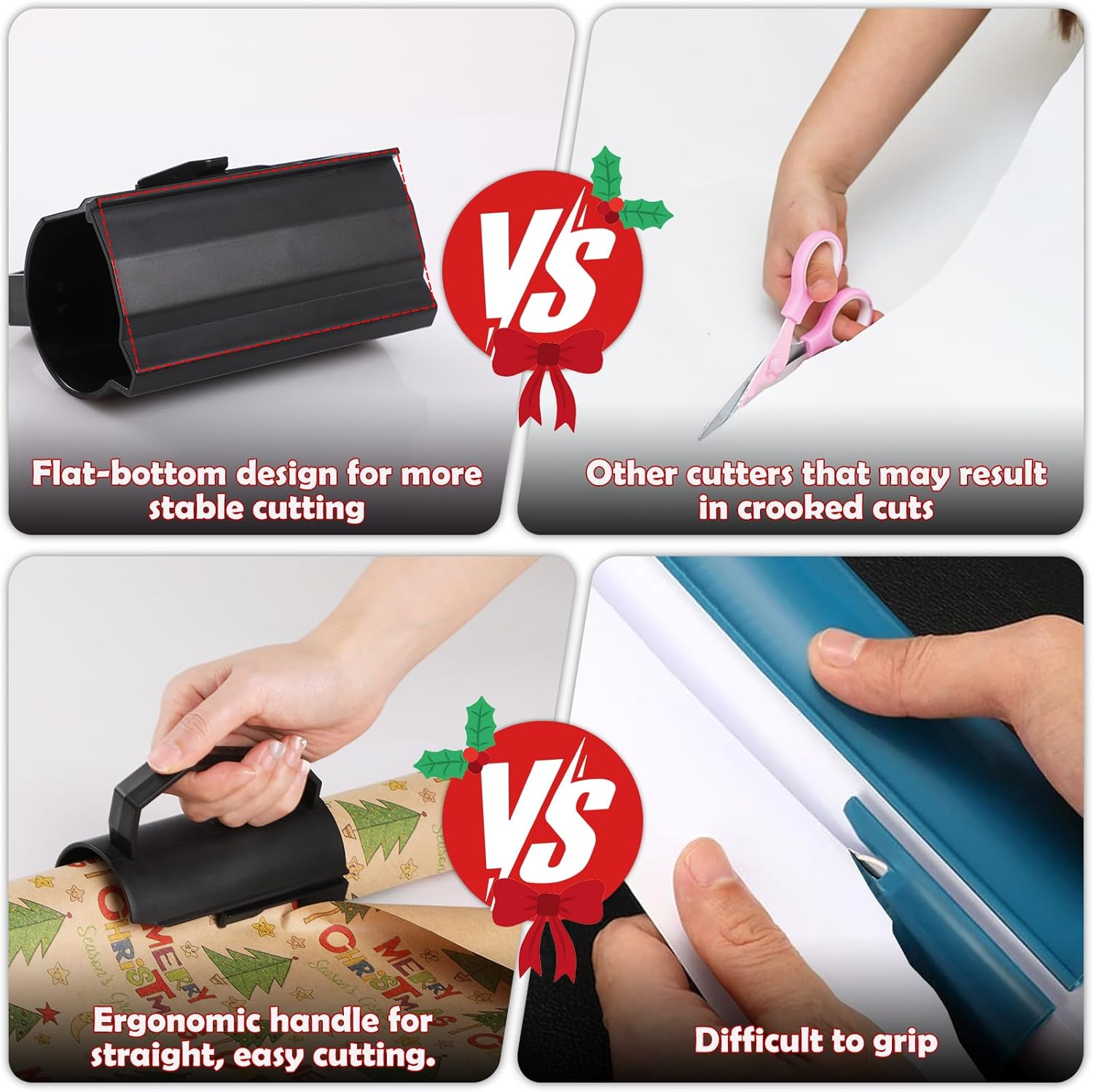 Wrapping Paper Cutter, Geeric Gift Wrap Cutter for Roll with Handle Professional Christmas Wrapping Paper Cutters Safe Sturdy Reusable Food Baking Wrapper Dispenser Tool for Shop Birthday Wedding image number 6