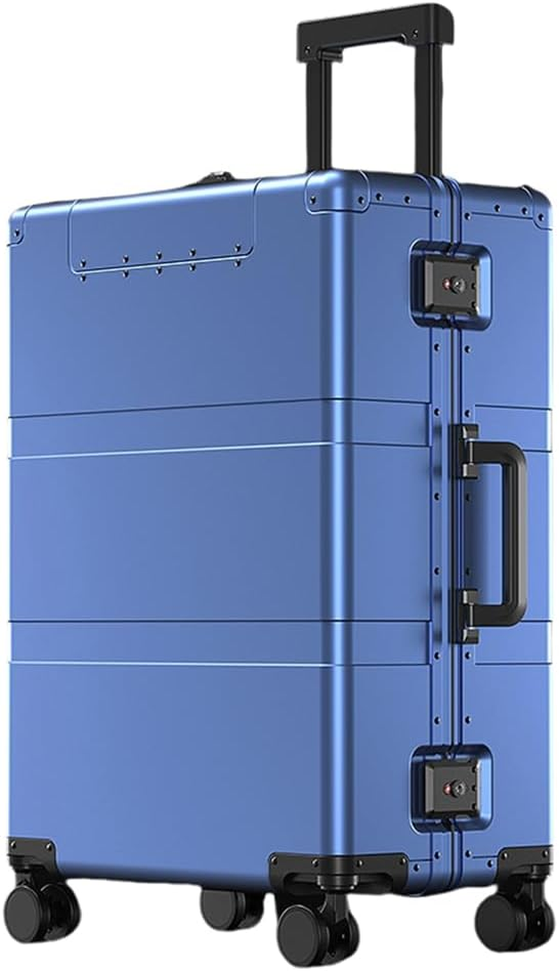 All Aluminum Magnesium Hardside Carry on Luggage with Wheels, Zipperless Hardshell Checked Luggage with Lock, Airline Approved Suitcase Metal Rolling Luggage for Travel, Business (Silver, 20 Inch)