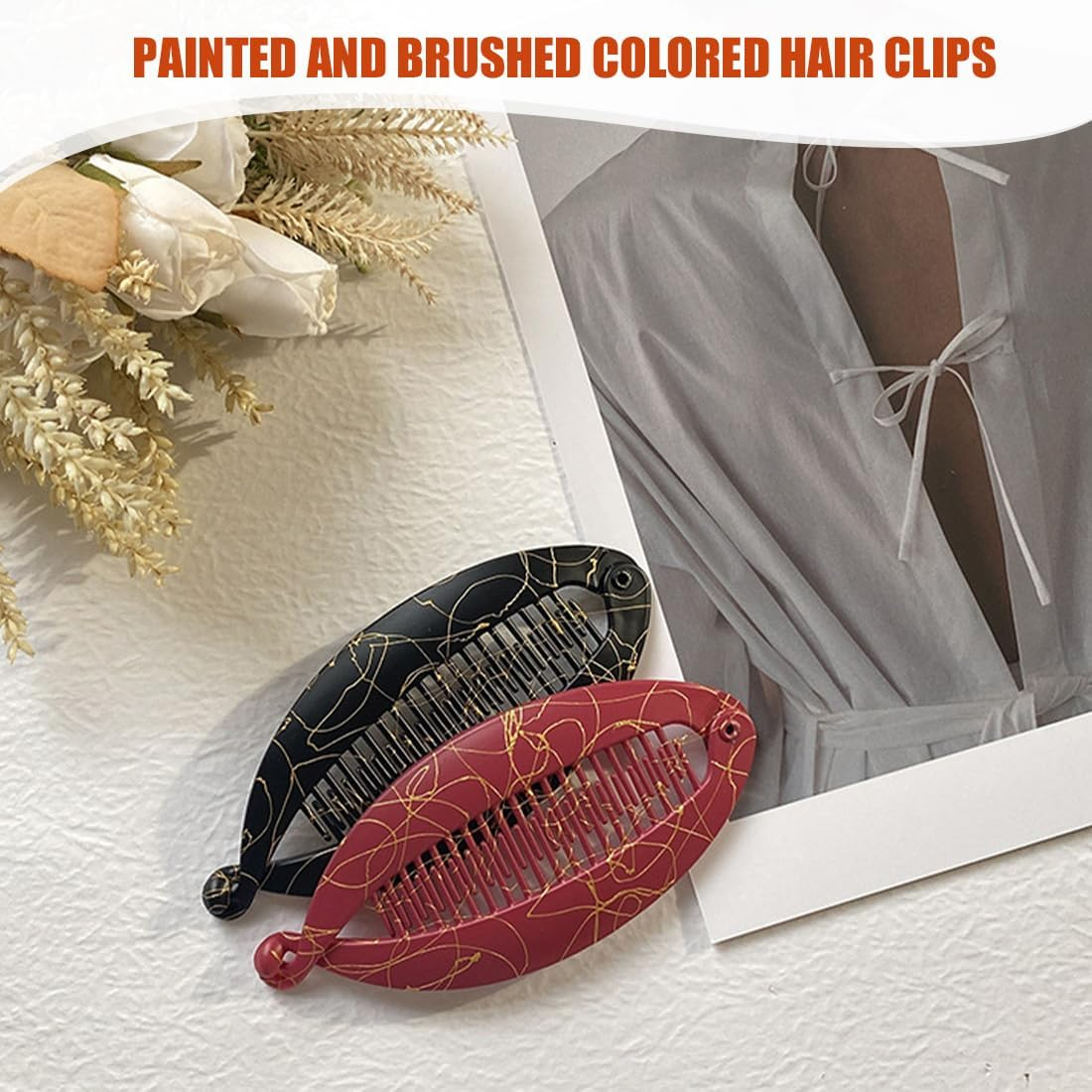 Pack of 3 Banana Clips Hair Clips Banana Fish Combs Fish Clips Banana Clip Hair Tinted Comb Grip Size 14 Cm for Women Girls Banana Clip Vintage Fishtail Hair Clip French image number 5