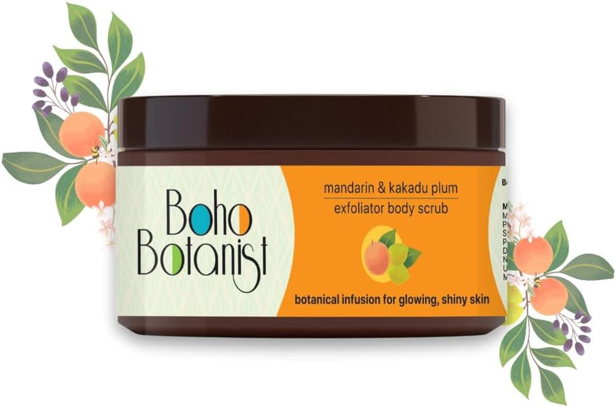 Boho Botanist Mandarin & Kakadu Plum Exfoliator Body Scrub for Hydration | 1% Niacinamide & Vitamin C | Dermat Tested, SLS & Paraben Free | for All Skin Types, Both Men & Women | 200G image number 2