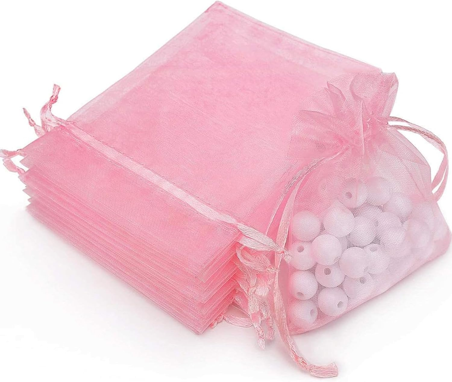 100Pcs Organza Bags, 10X15 CM Mesh Bags Drawstring Gift Bags Jewelry Pouches for Candy Wedding Favors Christmas