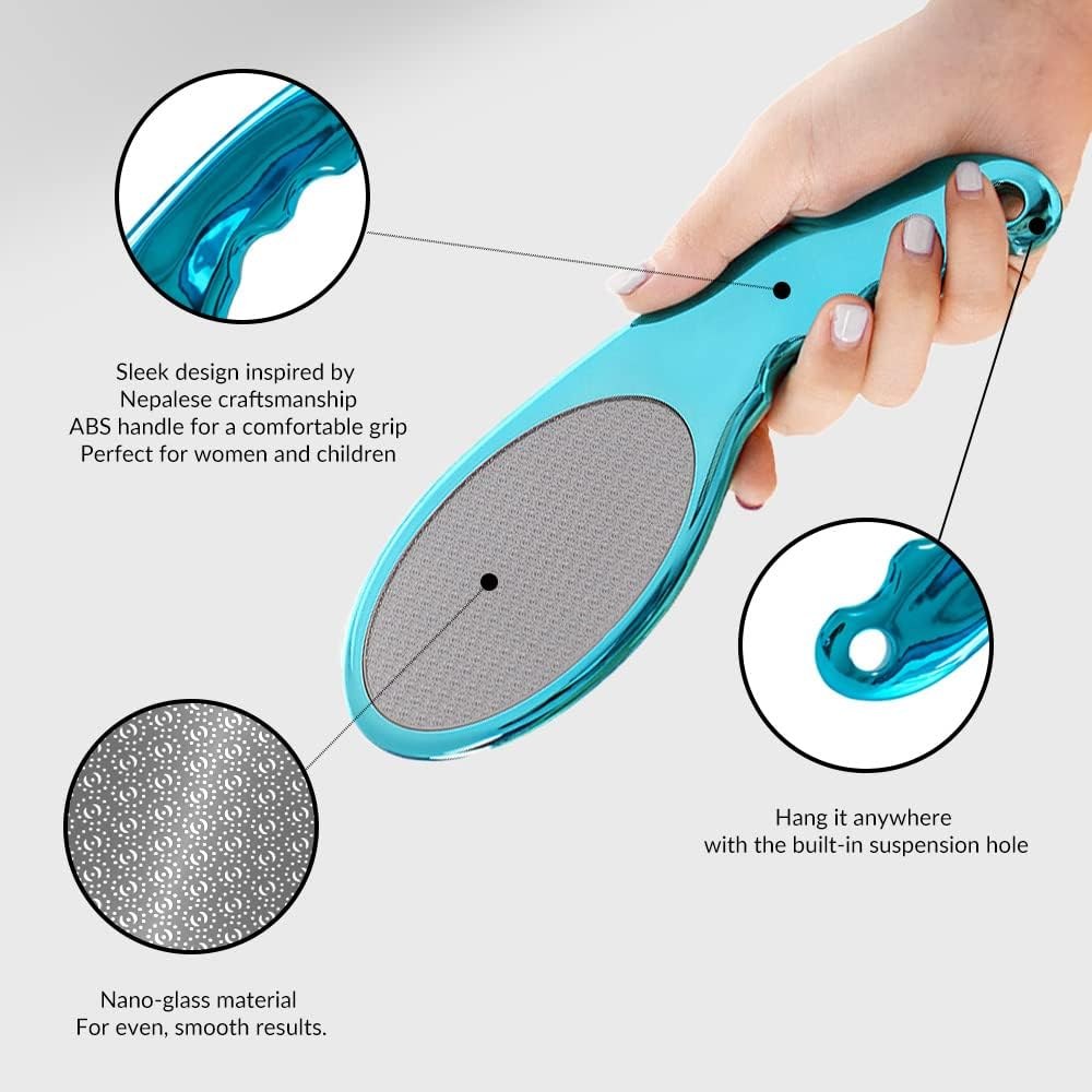 Holyzuel Glass Foot File, Foot Callus Remover with Glass Etching Technology, Portable Handheld Sized Foot Scraper for Cracked Heel for Wet and Dry Feet - Shinning Blue image number 4