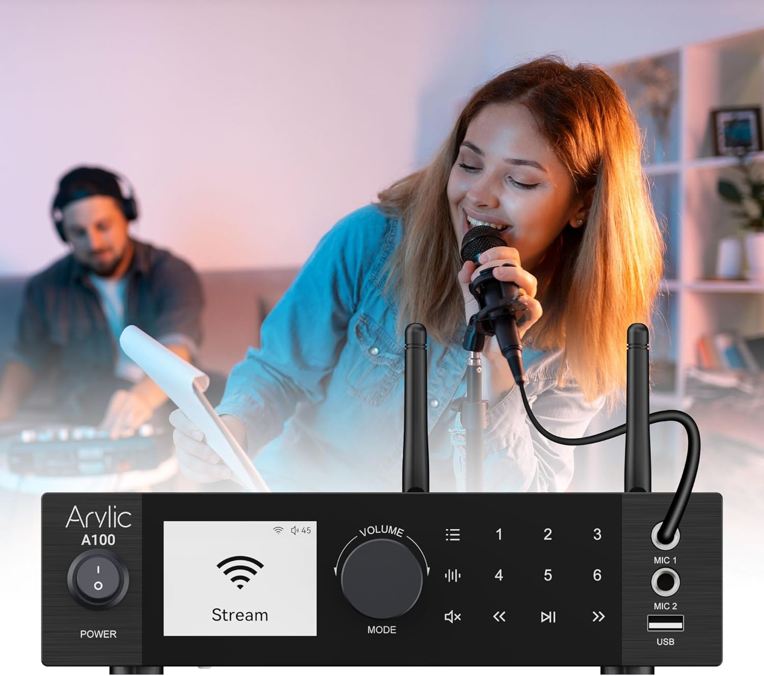 Arylic A100 Wireless Full Digital Hifi Amplifier with FM Radio, 100W&times;2 Wifi & Bluetooth Audio Receiver, Supports Airplay, Spotify Connect,Multiroom, Ideal for KTV, Home Theater, and Broadcasting. image number 2