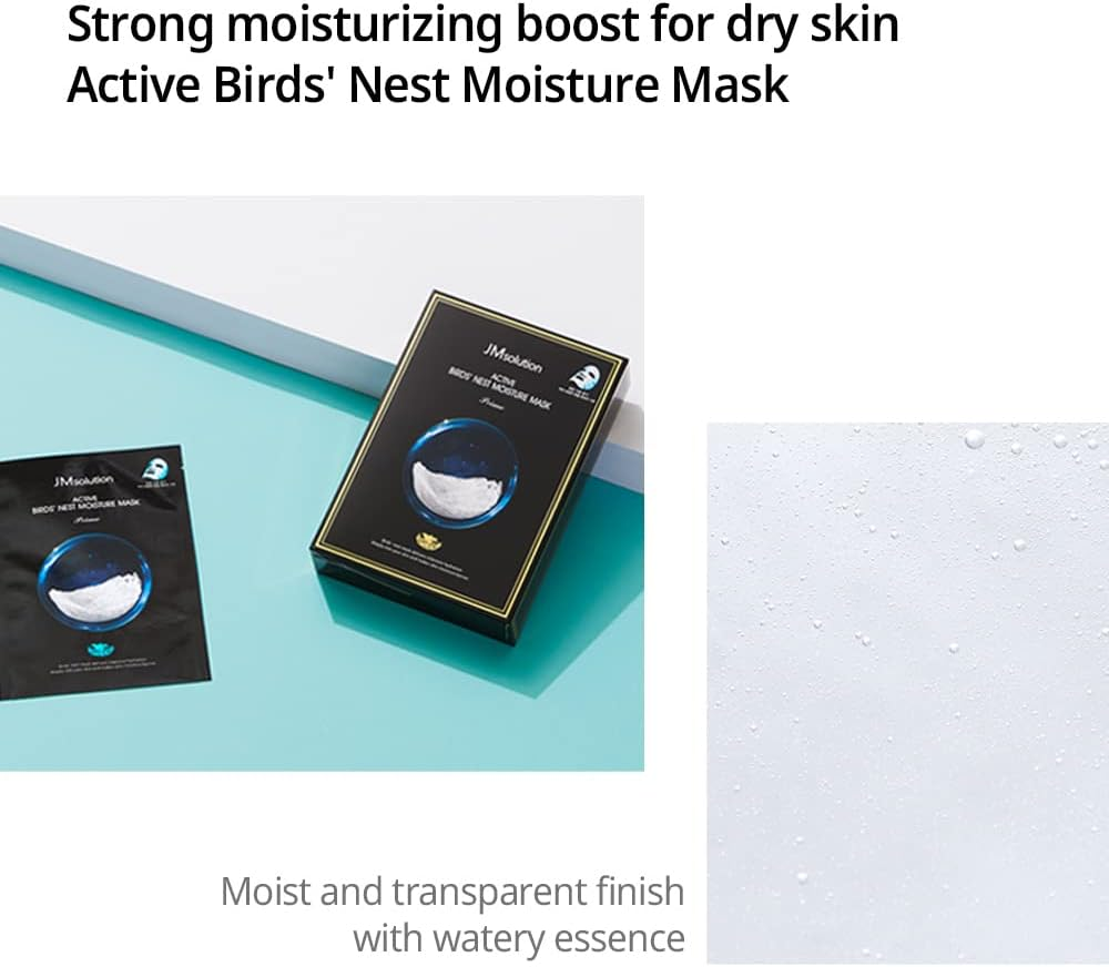 Jmsolution Active Birds' Nest Moisture Mask - Korean Skincare Facial Mask - Collagen 10 Sheets for All Skin Types image number 1